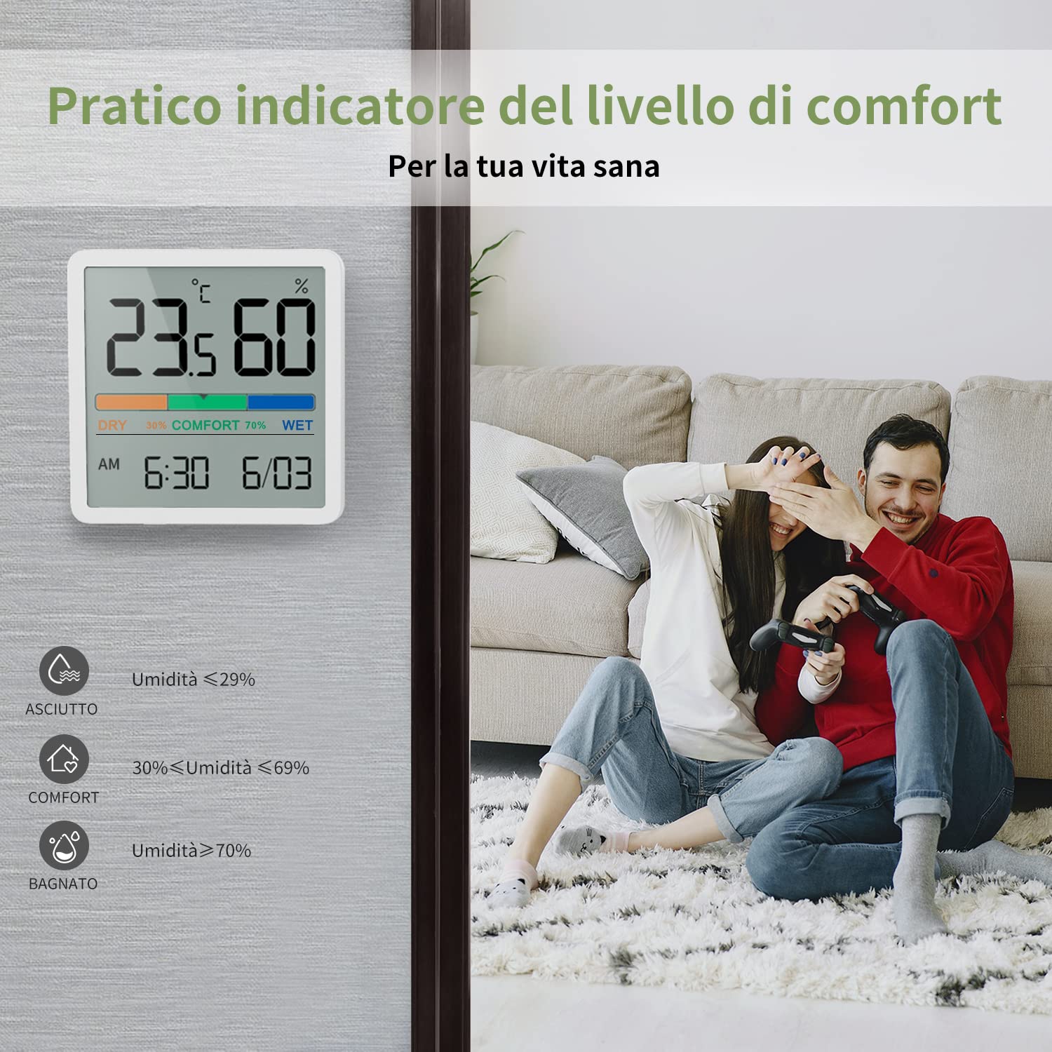 Noklead Igrometro Termometro Digitale per Interni, Bianco - immagine 5