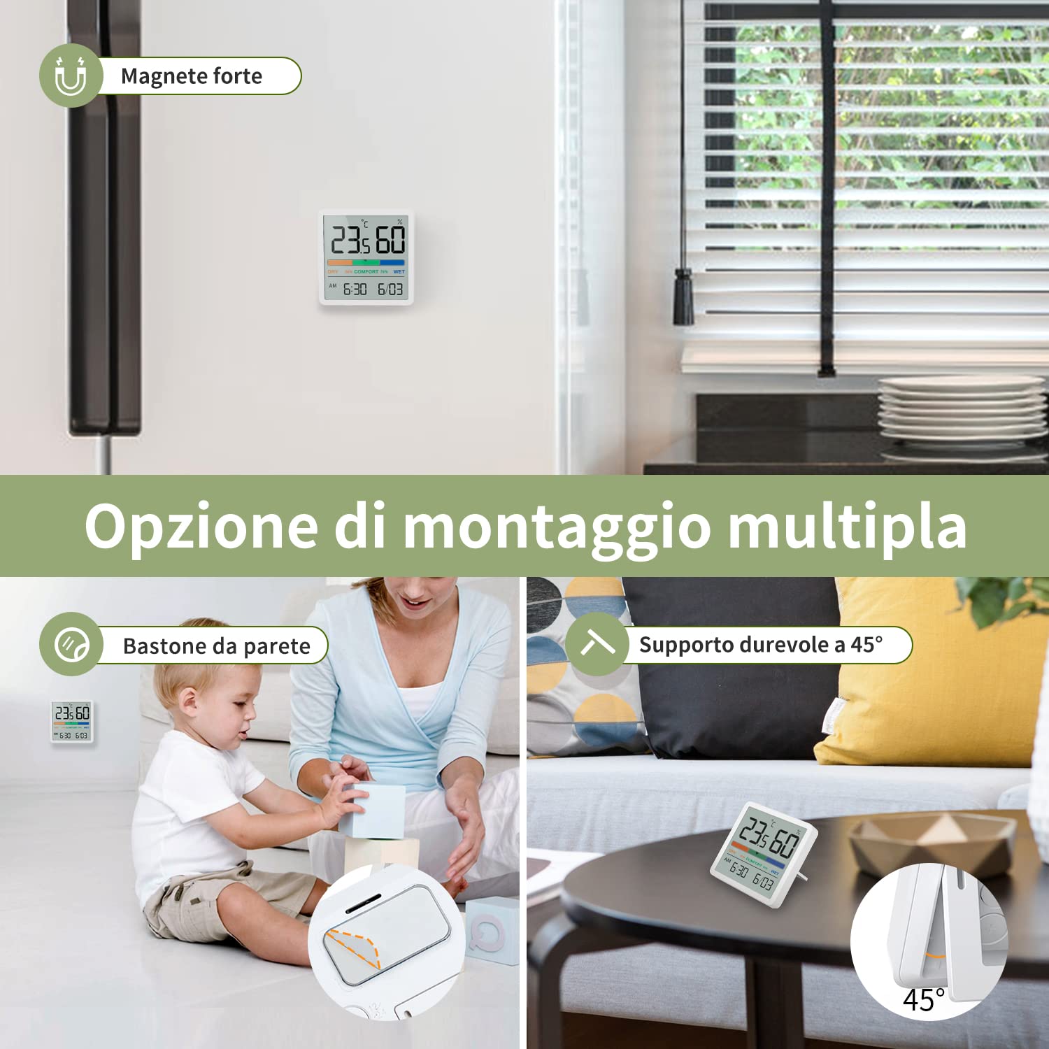 Noklead Igrometro Termometro Digitale per Interni, Bianco - immagine 6