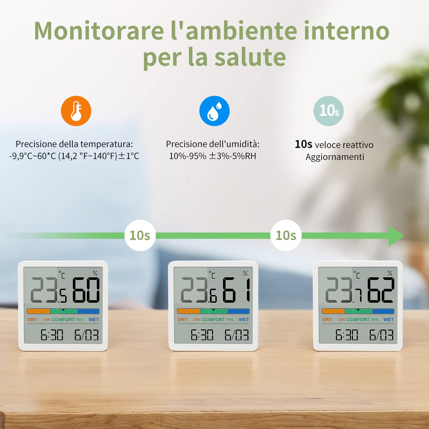 Noklead Igrometro Termometro Digitale per Interni, Bianco - immagine 7