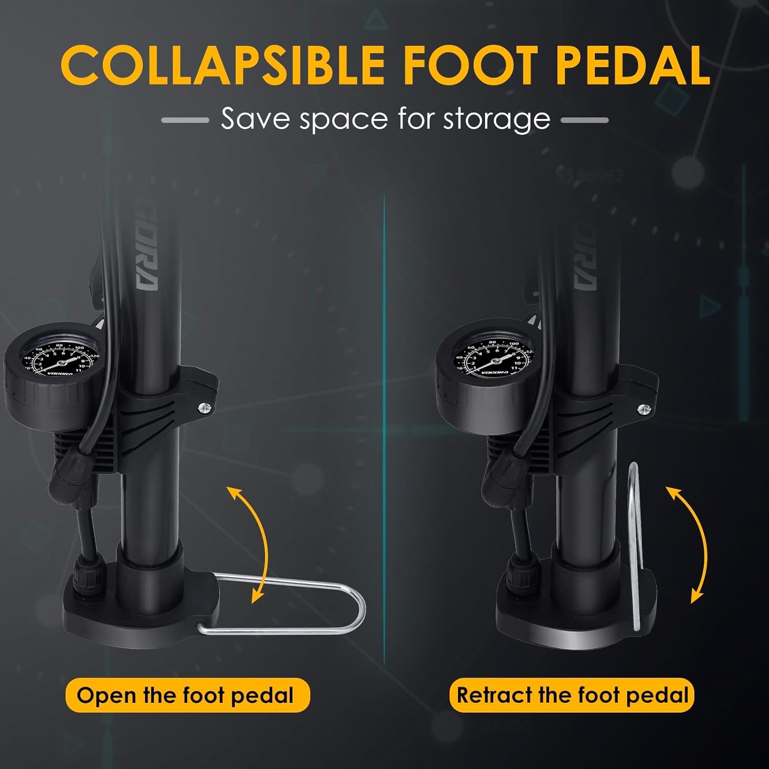 Vogora Pompa per Bicicletta con Manometro - immagine 5