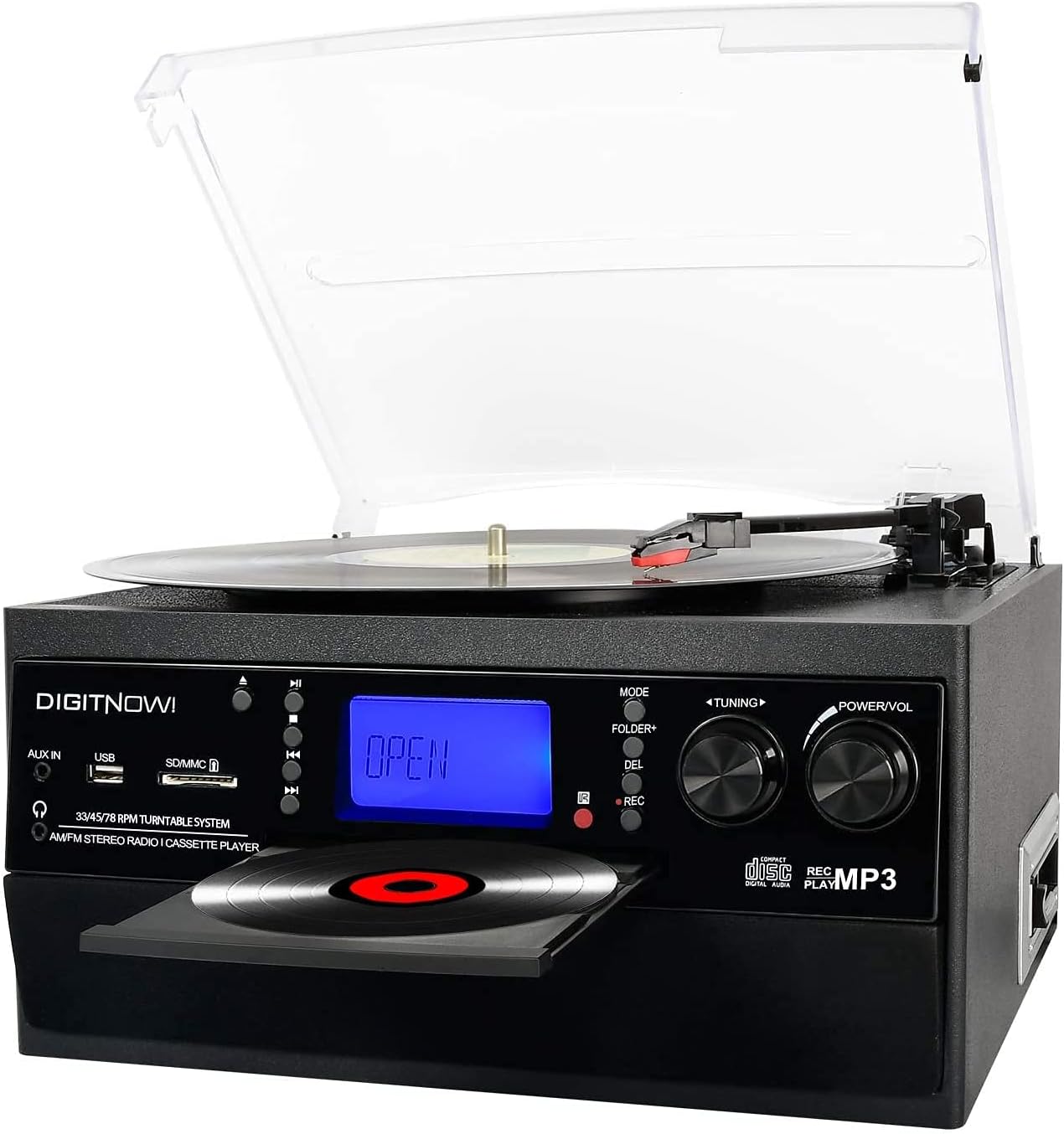 Digitnow! Giradischi Vinile Bluetooth con CD e Cassetta - immagine 2