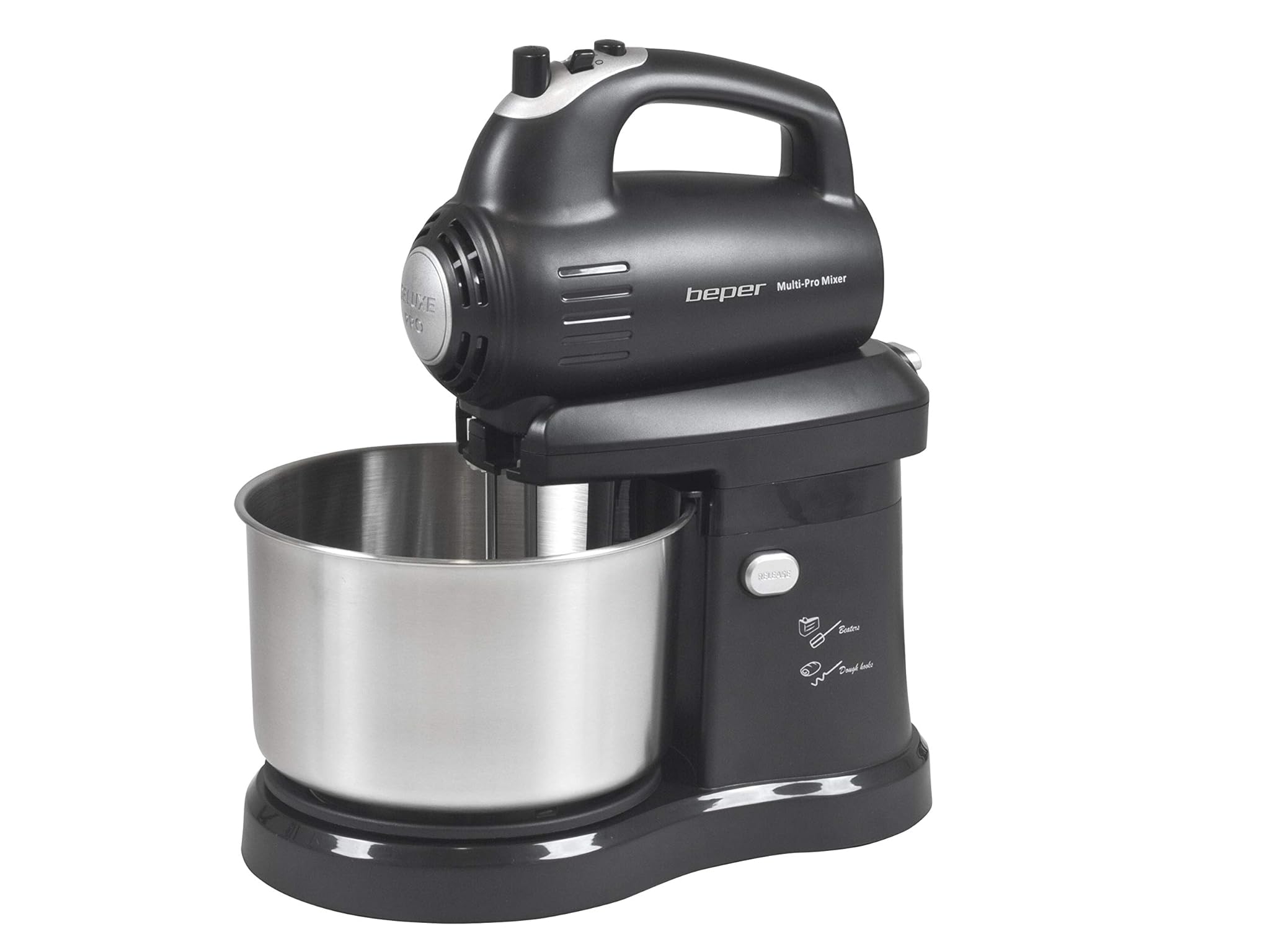 Beper 90.347 Sbattitore con Ciotola Acciaio 2.8L, Nero