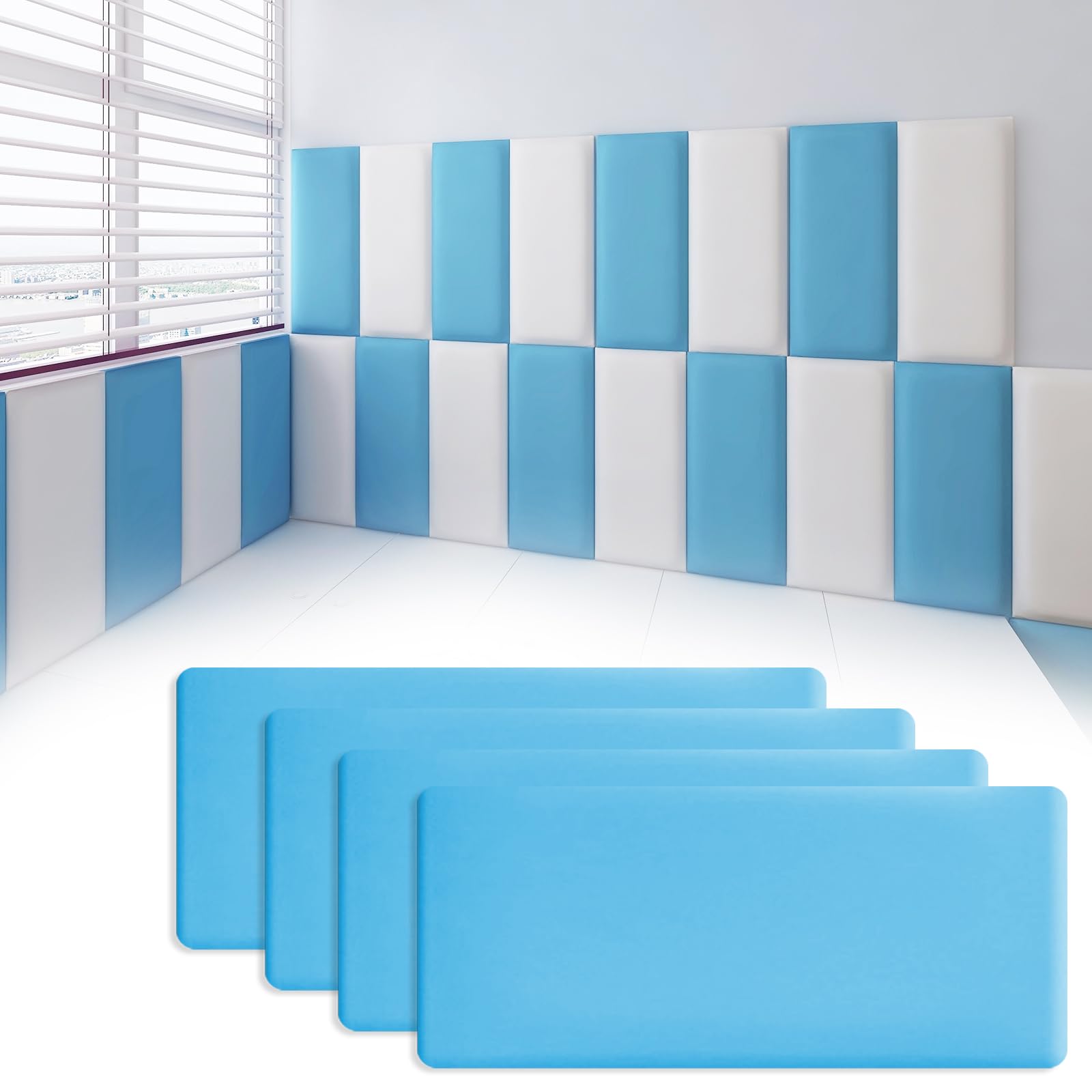 jackfru Pannelli da Parete 3D Anti-Collisione, Blu (4 pezzi)