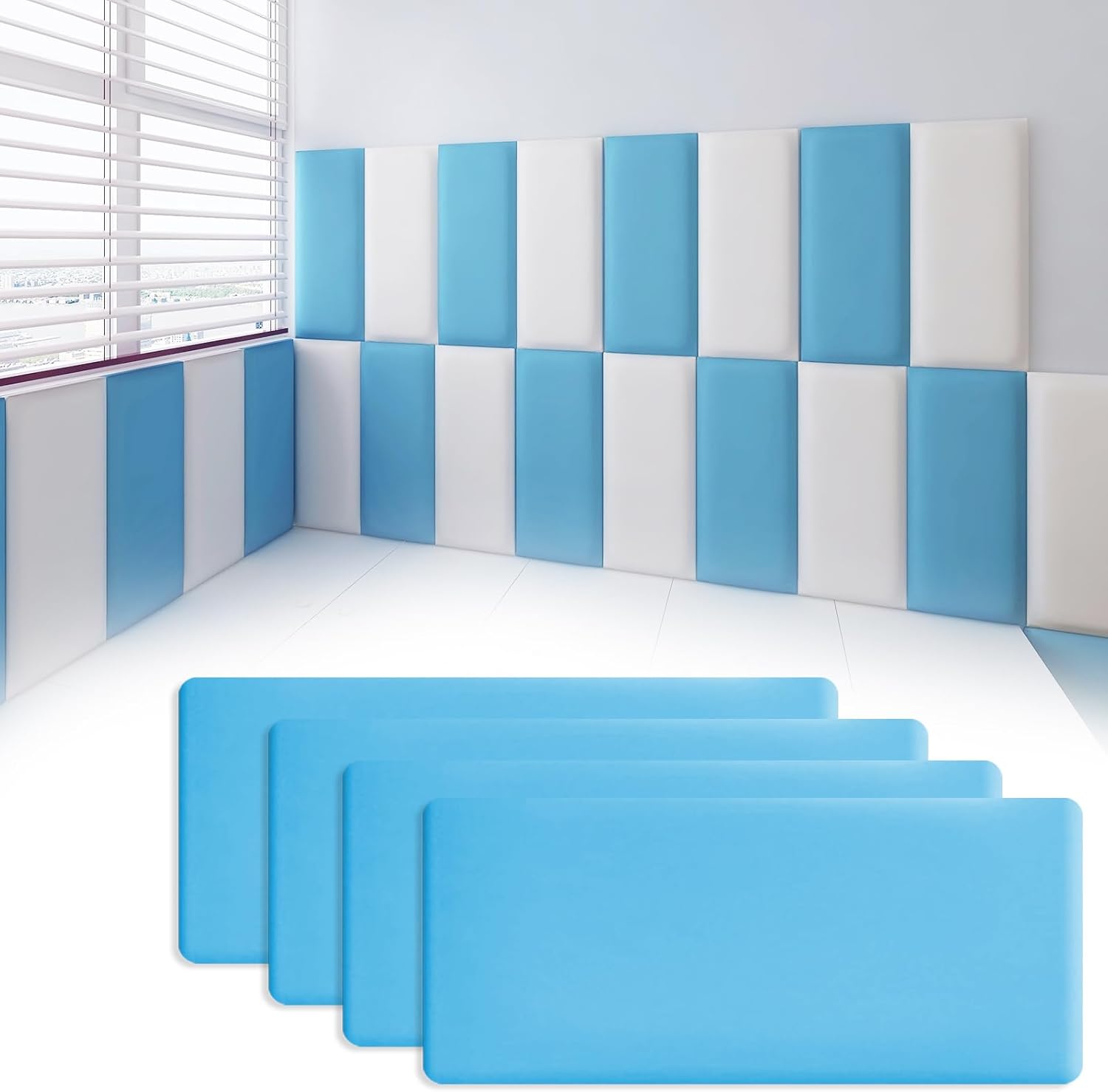 jackfru Pannelli da Parete 3D Anti-Collisione, Blu (4 pezzi) - immagine 1