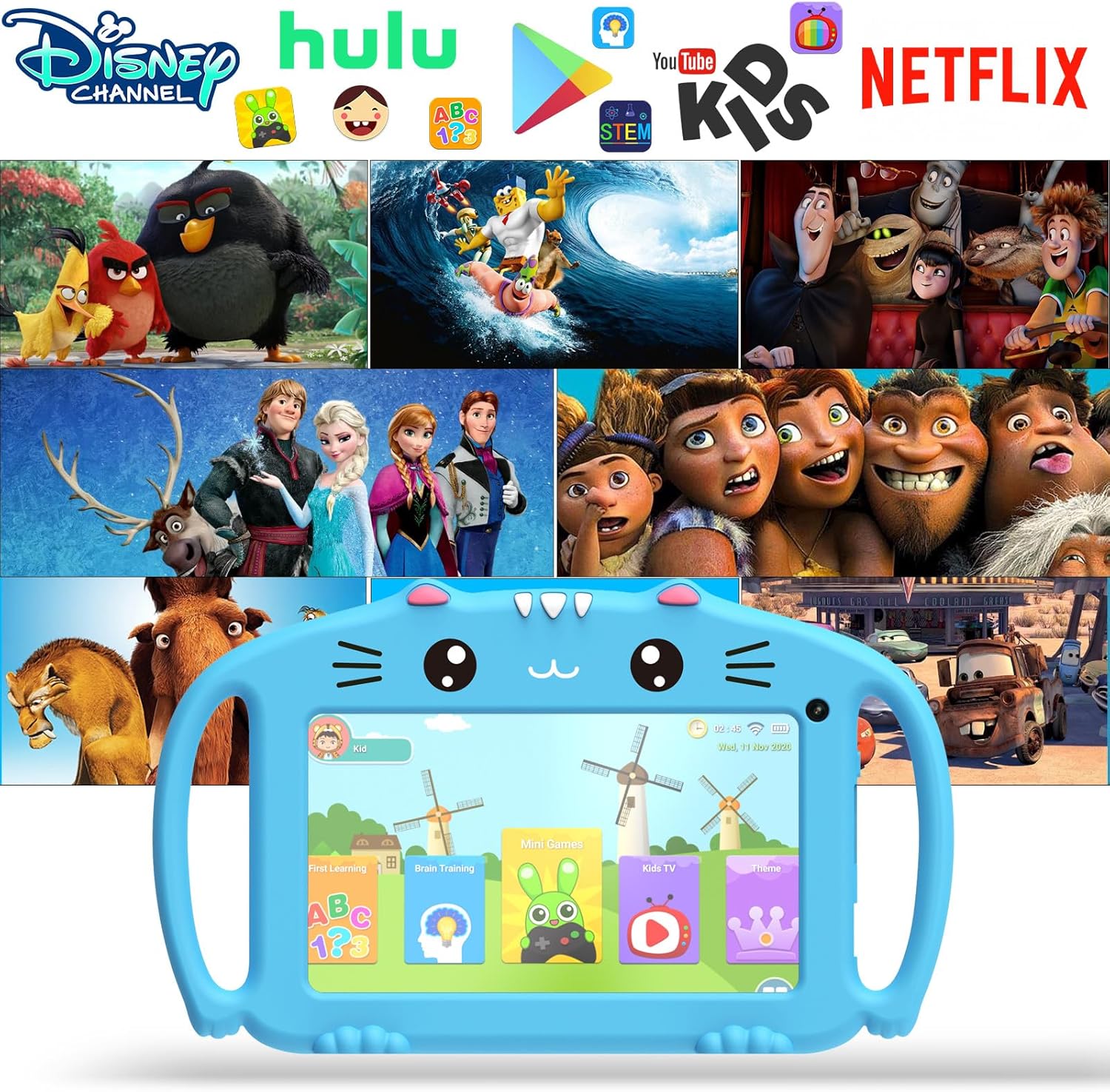 Ascrecem Tablet Bambini 7 Pollici Android, Blu - immagine 2