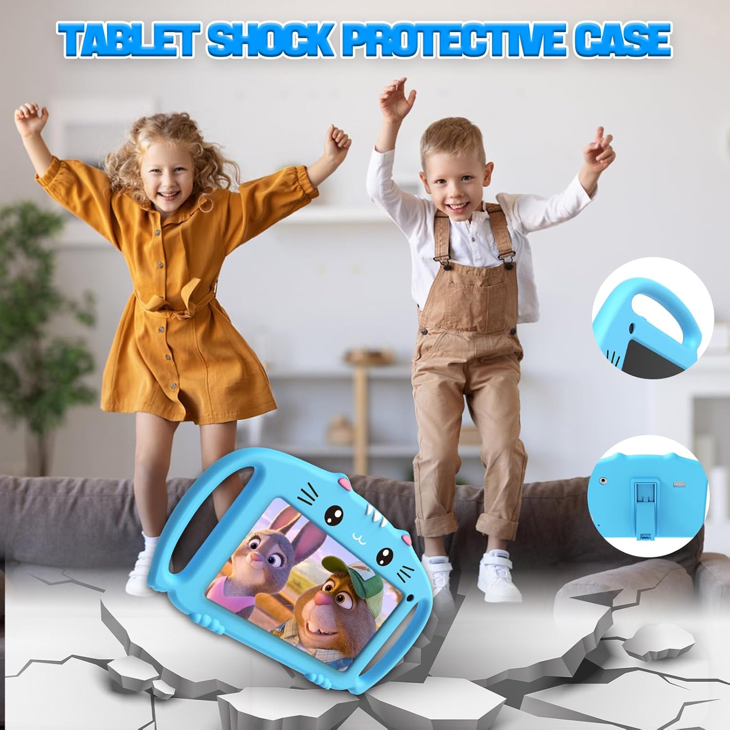 Ascrecem Tablet Bambini 7 Pollici Android, Blu - immagine 4