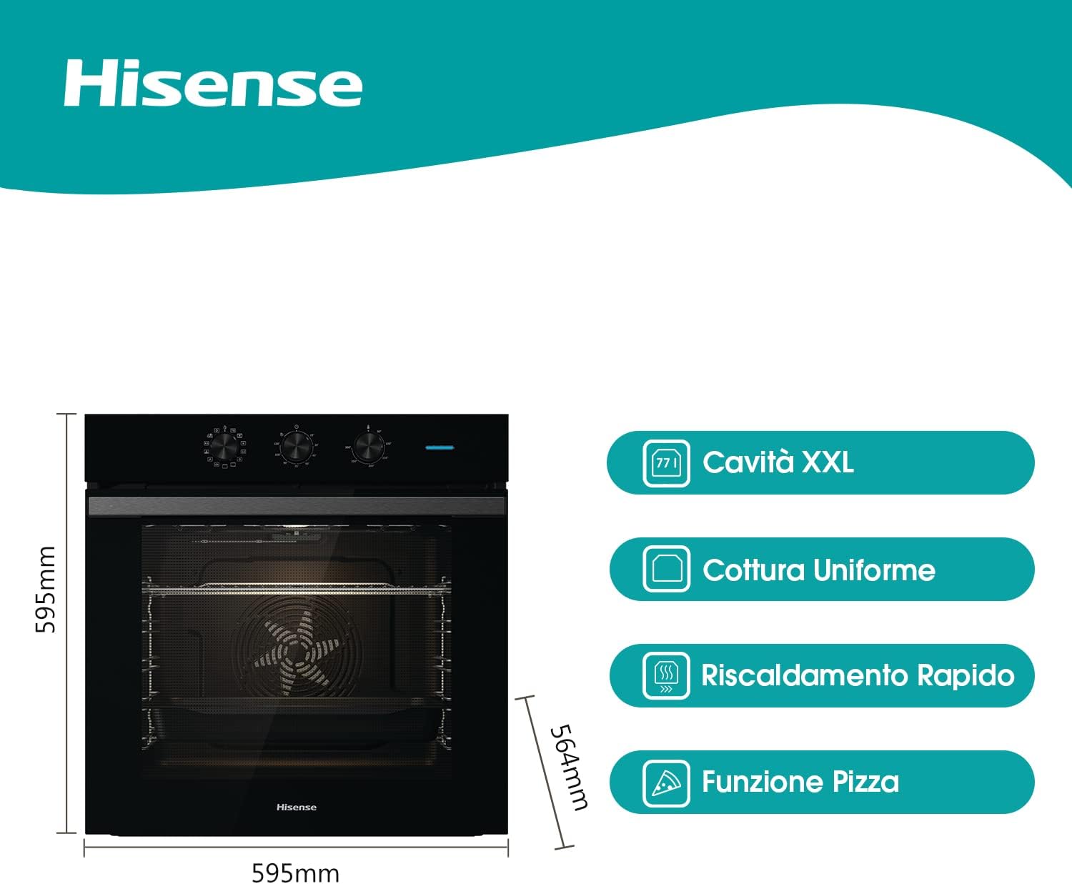 Hisense BI64111AB - Forno Multifunzione Termoventilato 77L - immagine 2