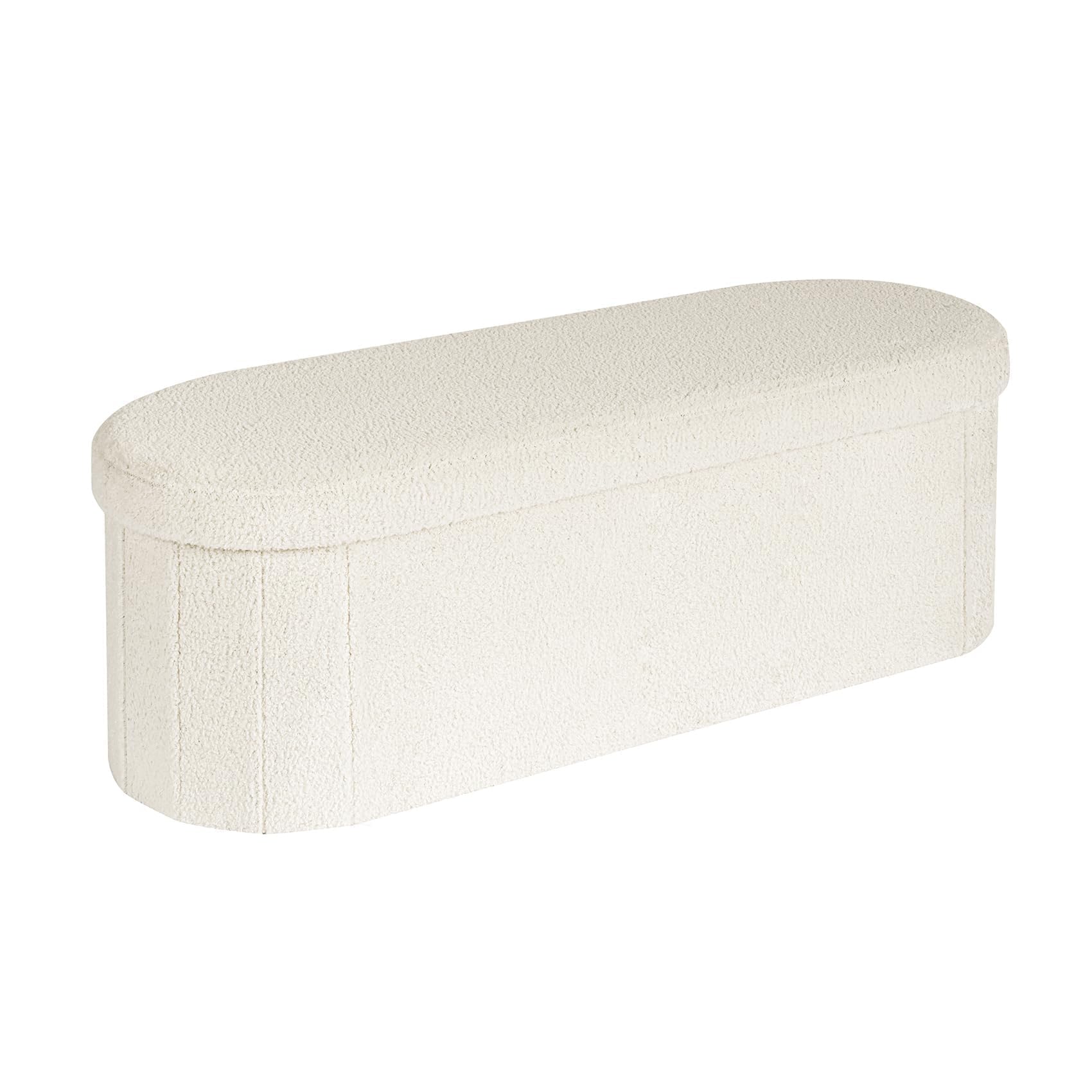 Bonlife Cassapanca Pouf Contenitore Pieghevole 110x38x38 cm, Bianco