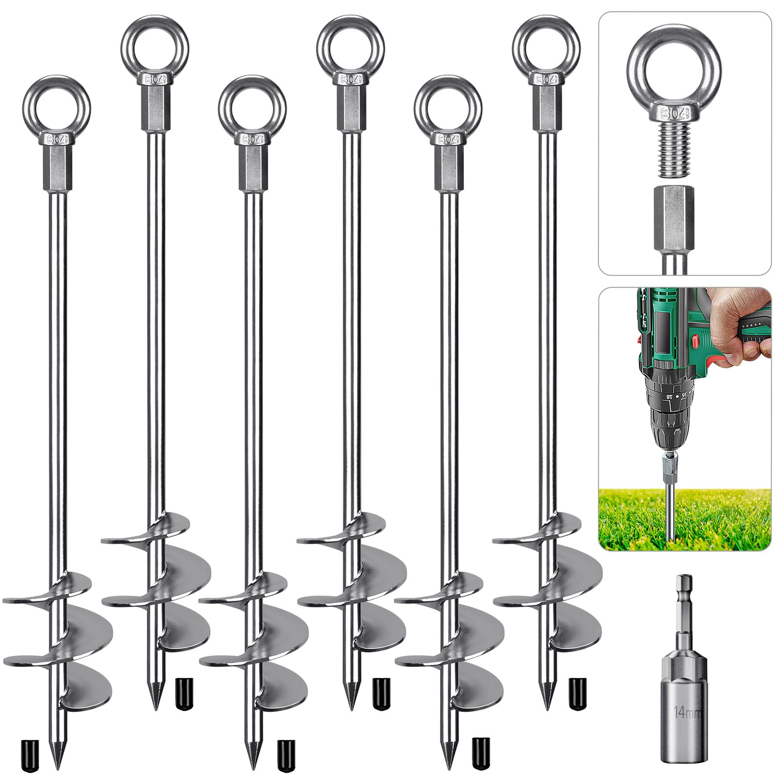 Insaga Picchetti per Tenda 61cm in Metallo, 6 Pezzi