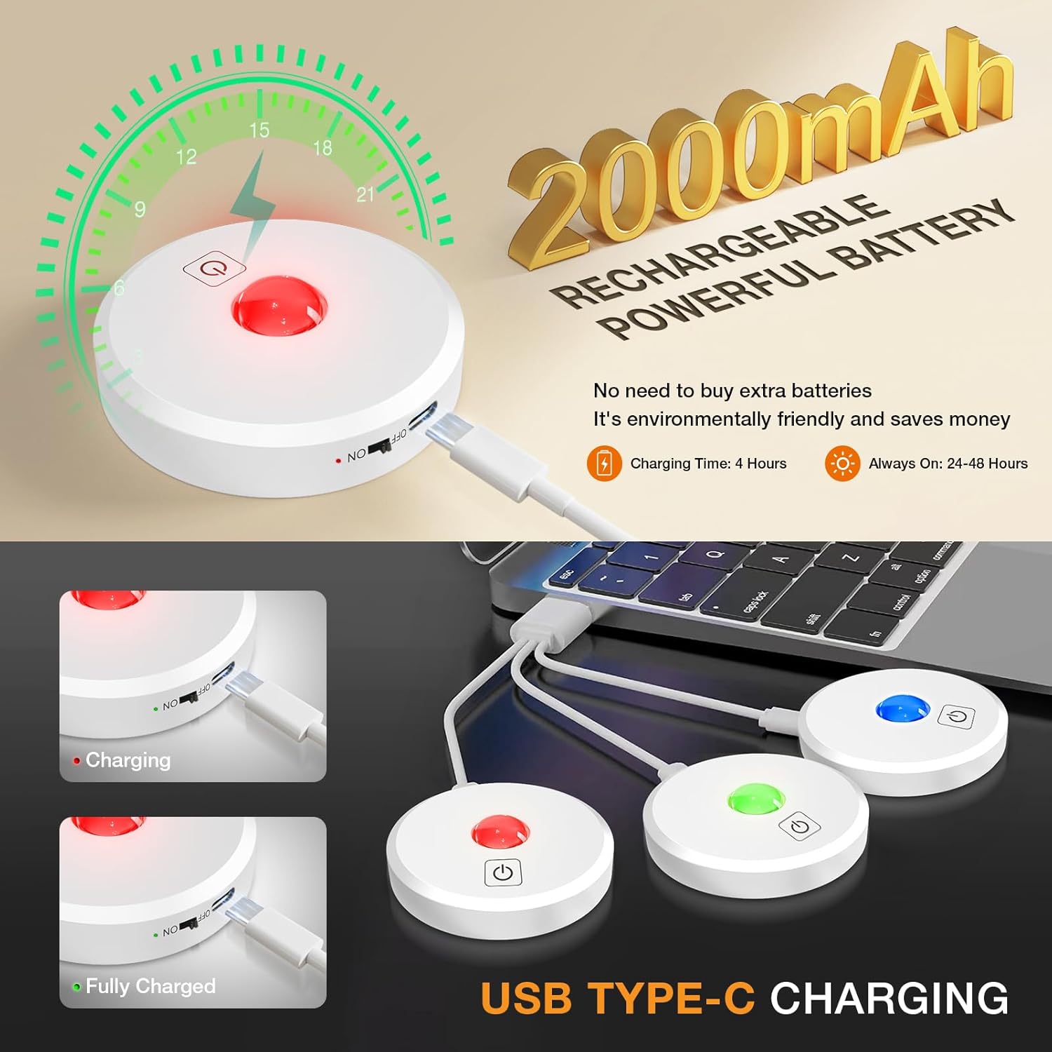 Mekkleon Puck Luci LED Ricaricabili con Telecomando - immagine 4