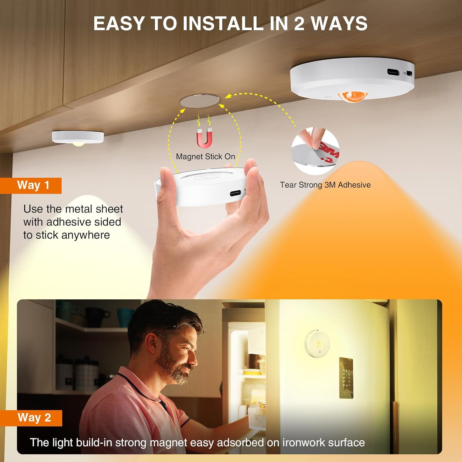 Mekkleon Puck Luci LED Ricaricabili con Telecomando - immagine 7