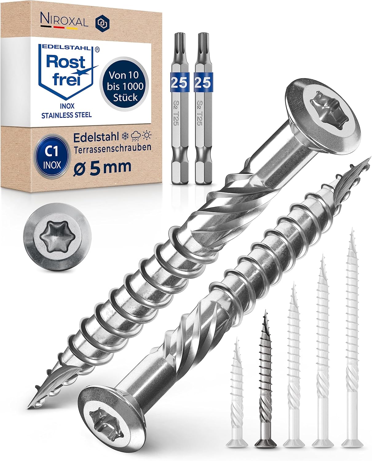 1000 Viti per Terrazze 5x50mm in Acciaio Inox C1 - immagine 1