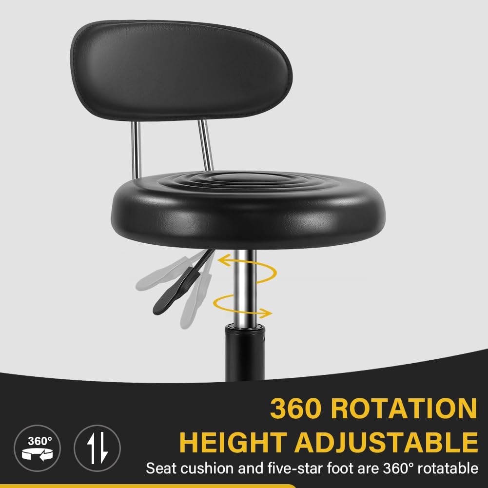 Sgabello Girevole con Ruote e Schienale Regolabile - immagine 4