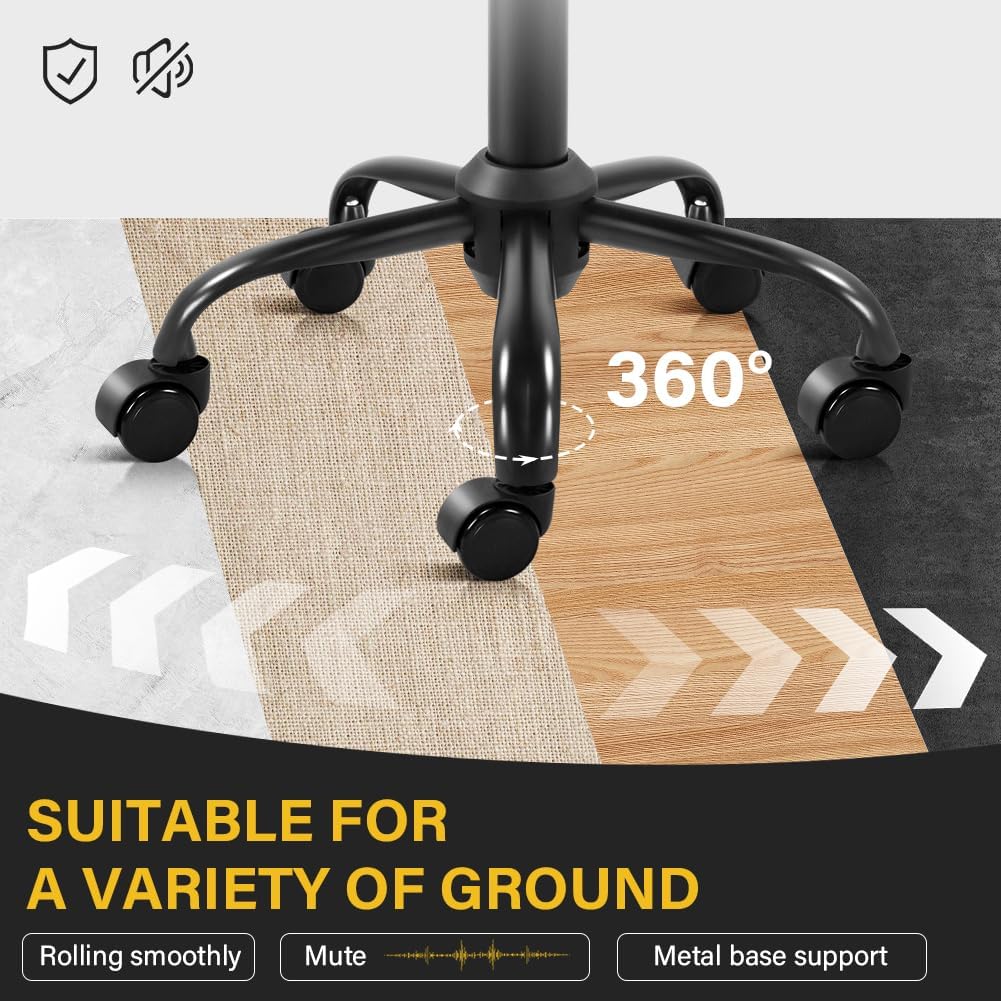 Sgabello Girevole con Ruote e Schienale Regolabile - immagine 5