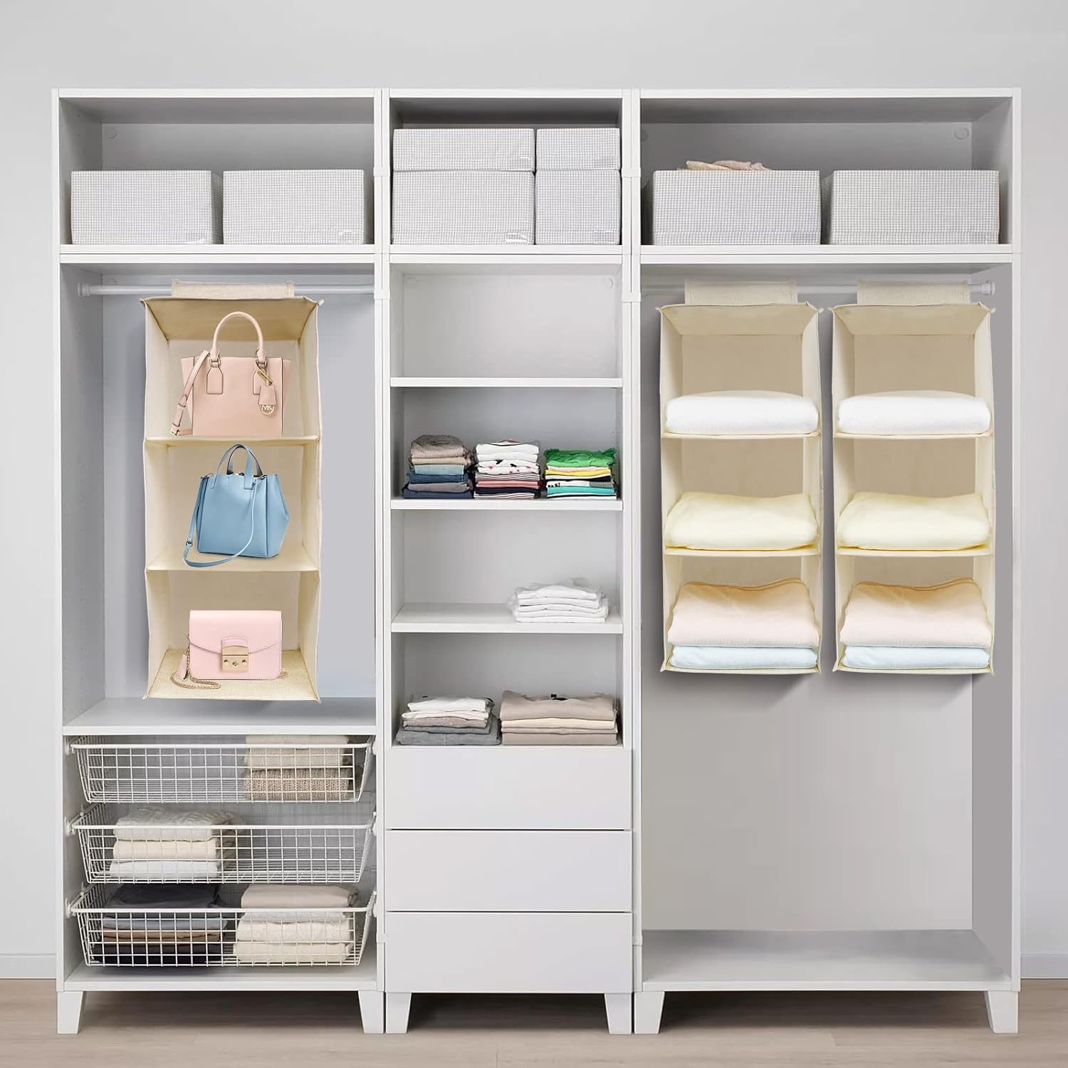 Aiqinu Organizer Armadio da Appendere 3 Scomparti - immagine 2