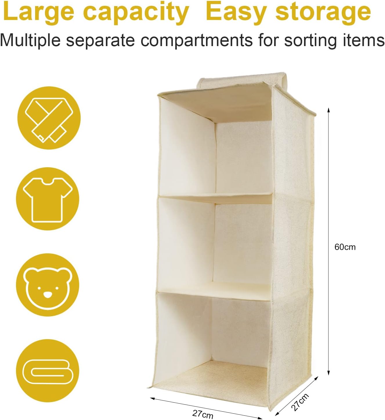 Aiqinu Organizer Armadio da Appendere 3 Scomparti - immagine 3