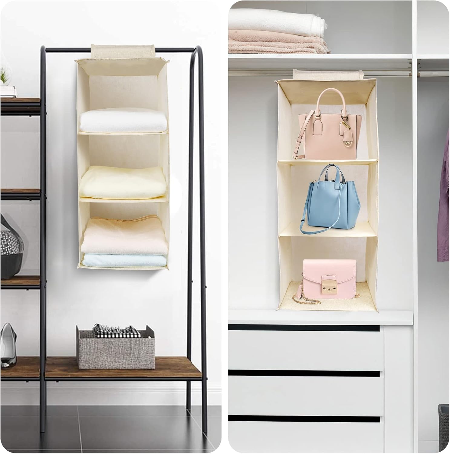 Aiqinu Organizer Armadio da Appendere 3 Scomparti - immagine 7