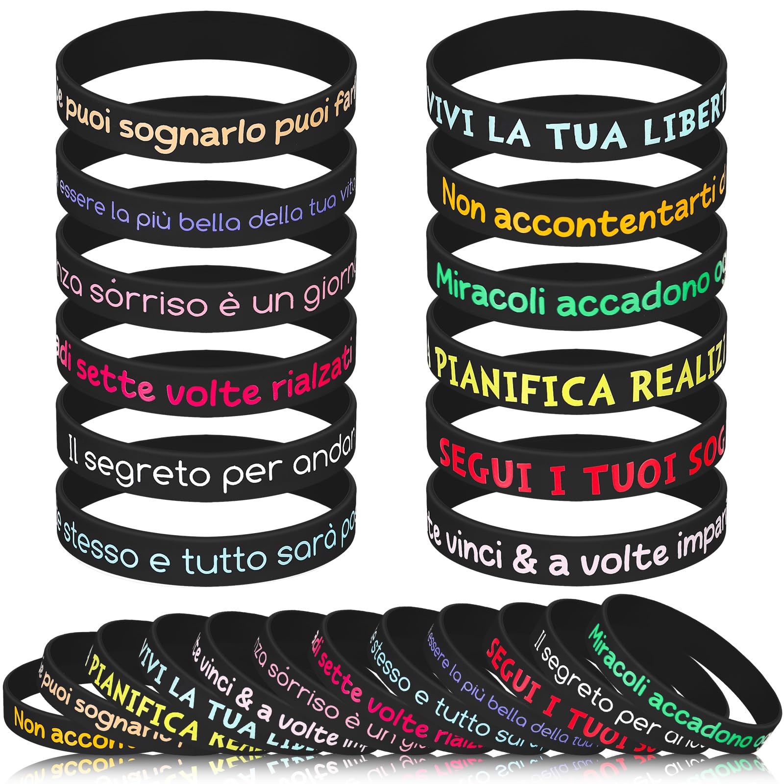 Otuuz 24 Braccialetti Motivazionali in Silicone