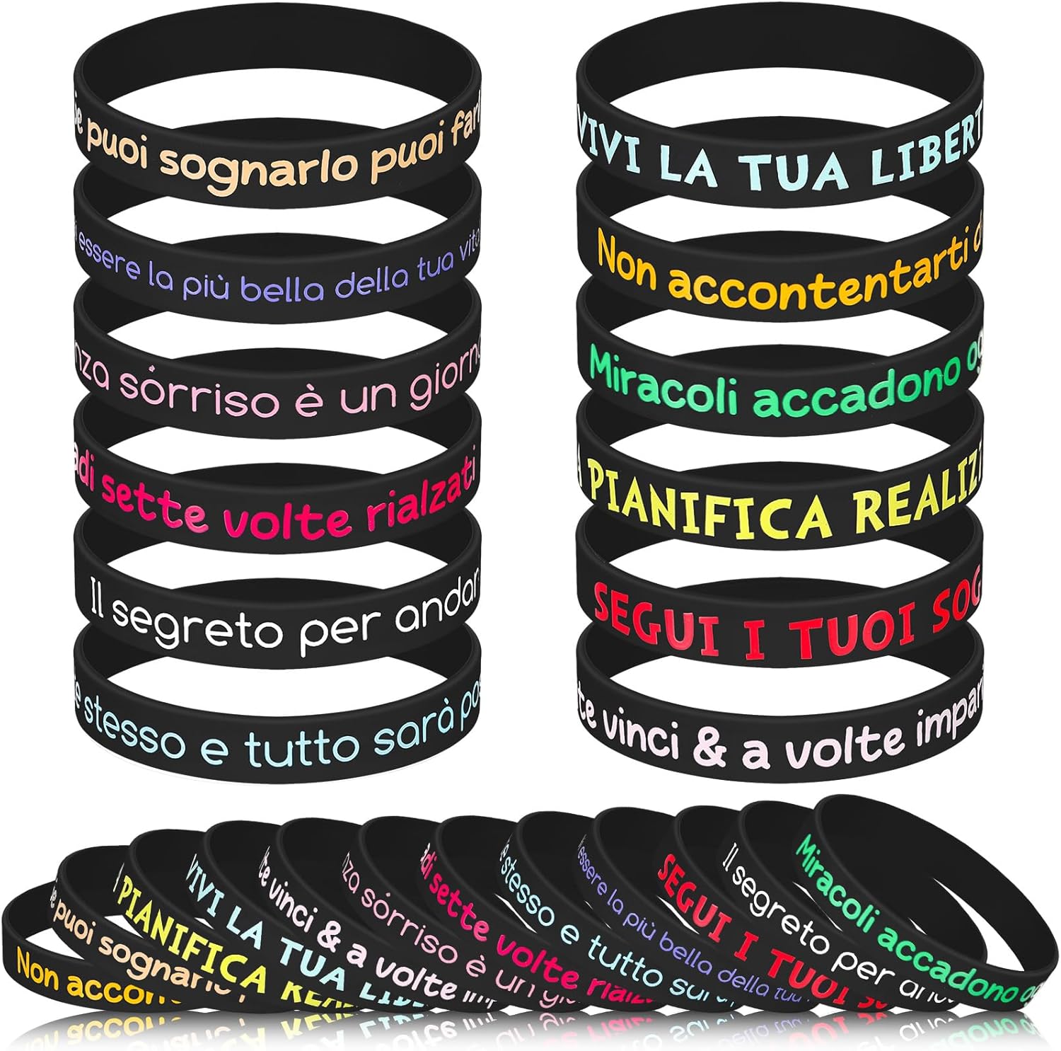Otuuz 24 Braccialetti Motivazionali in Silicone - immagine 1
