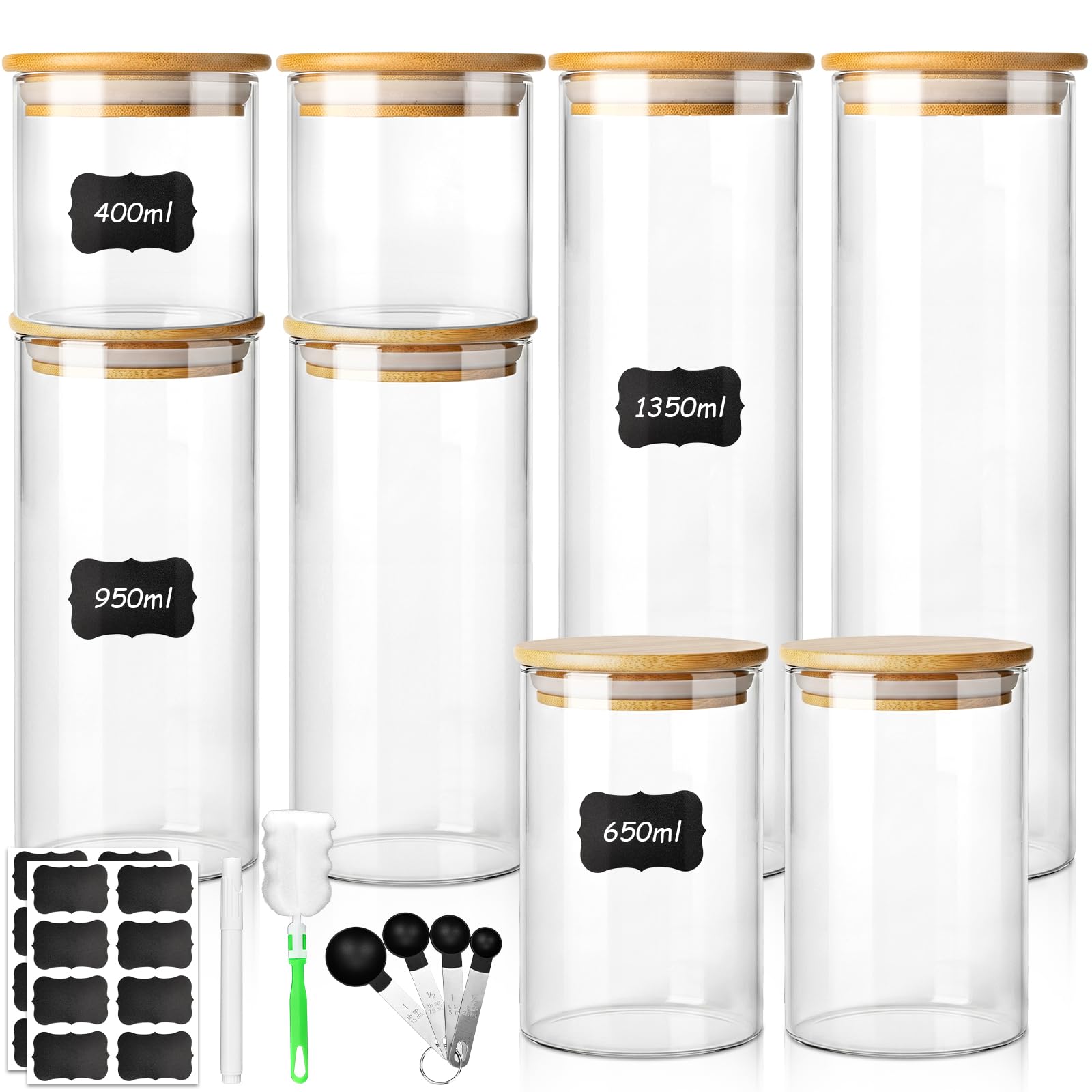 8 Barattoli di Vetro Ermetici con Coperchio