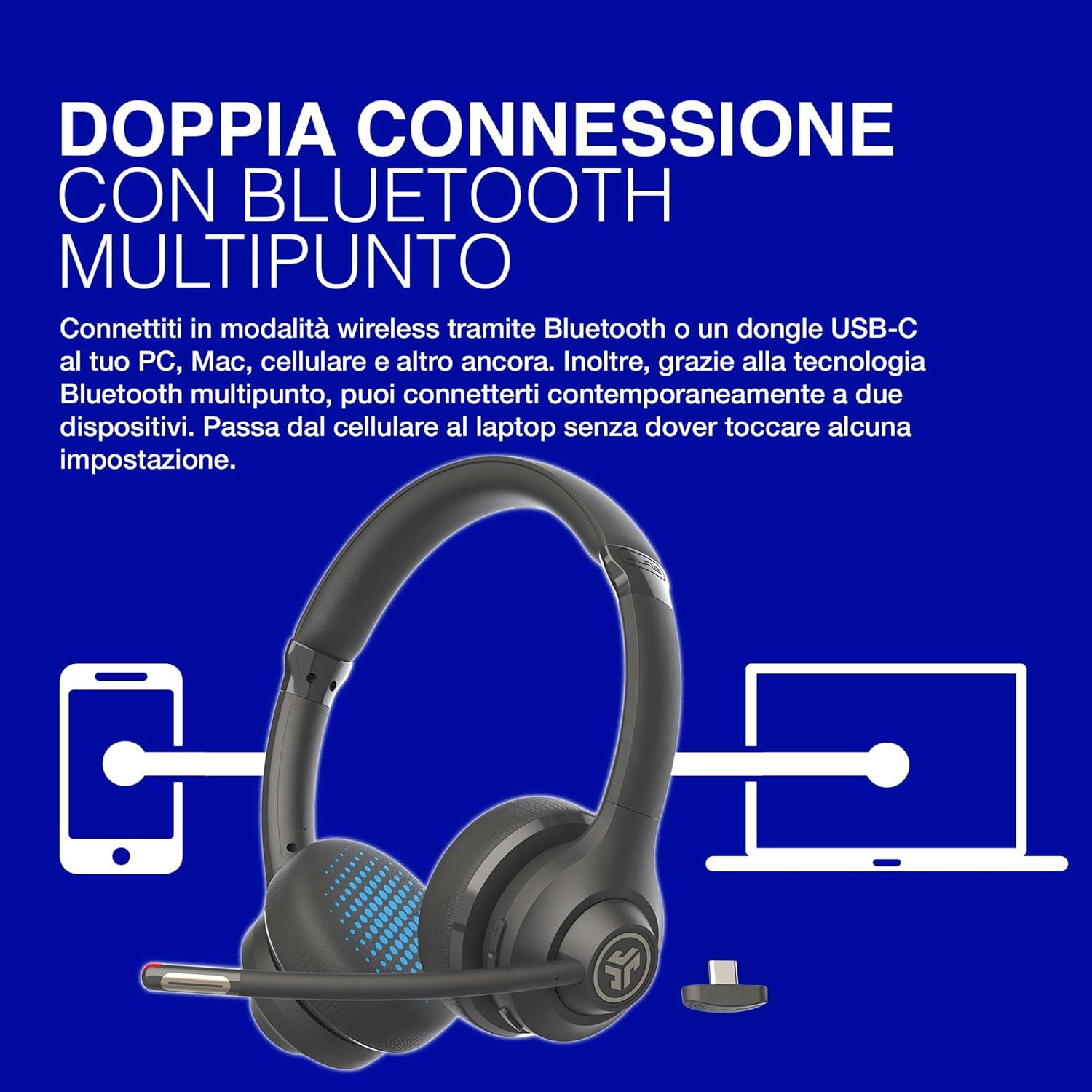 Jlab Go Work - Cuffie Wireless con Microfono - immagine 3