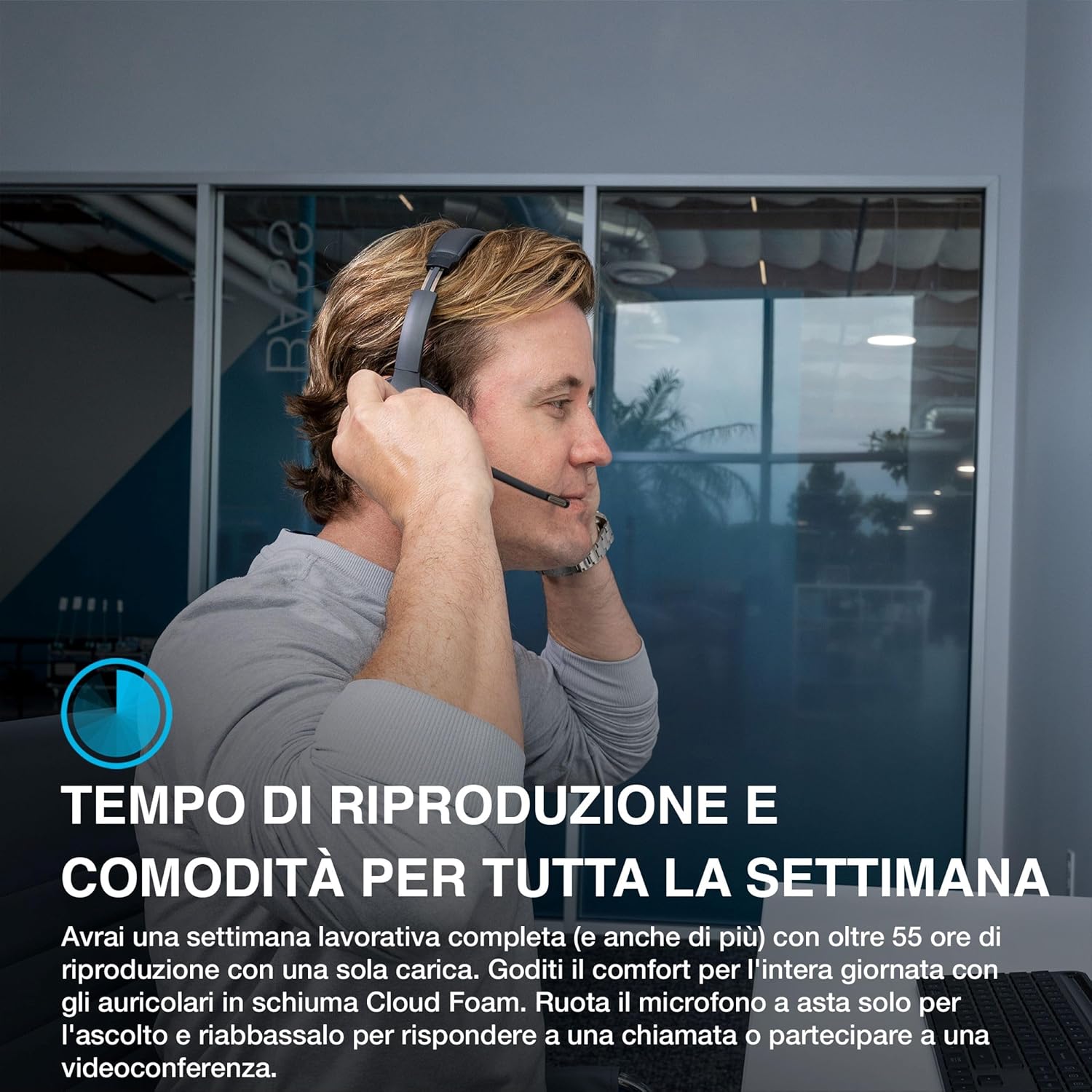 Jlab Go Work - Cuffie Wireless con Microfono - immagine 6