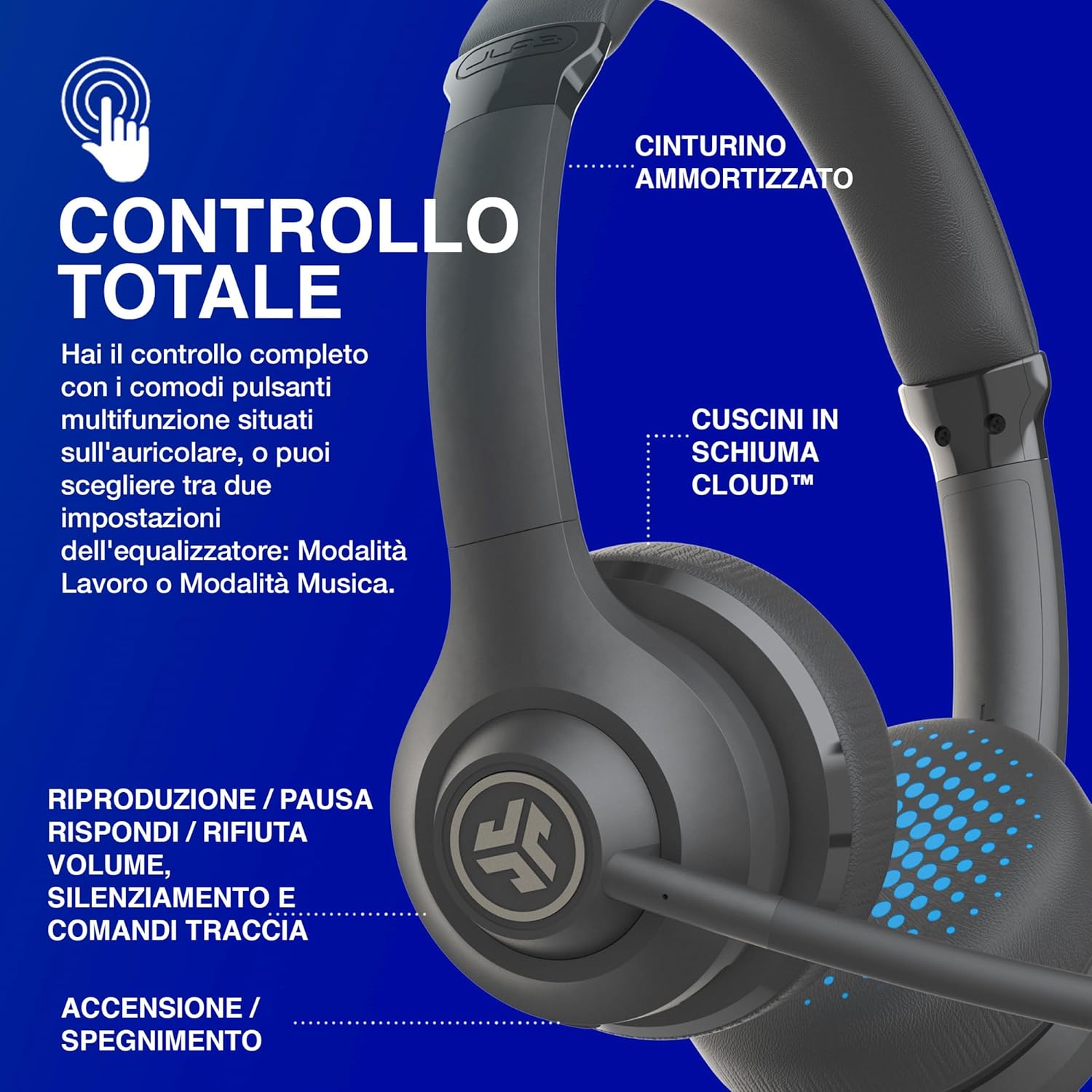 Jlab Go Work - Cuffie Wireless con Microfono - immagine 7