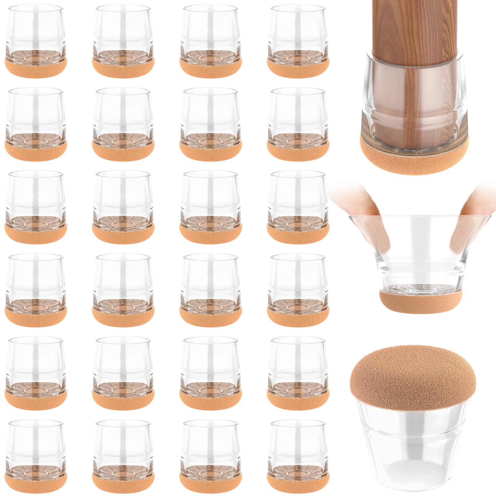 Yomanta Gommini per Sedie Rotondi Trasparente - 24 Pezzi