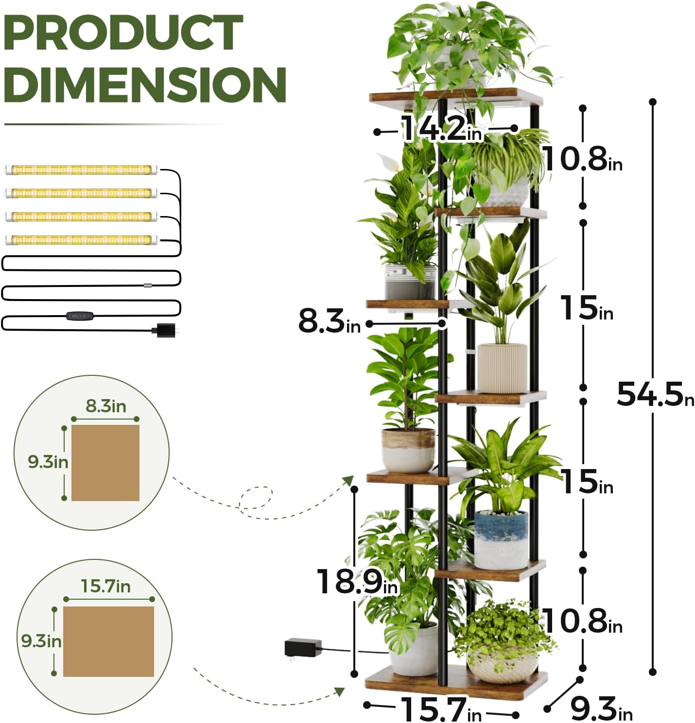 Bamworld Mensola per Piante con Luce Crescita - immagine 2