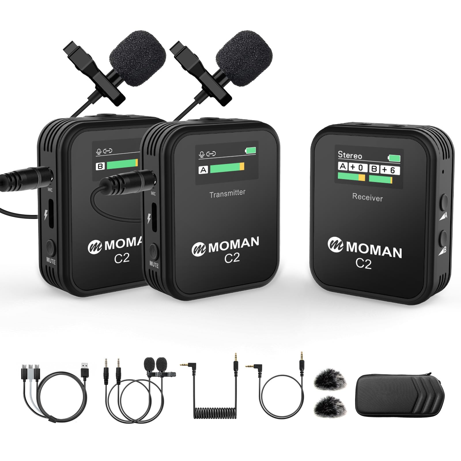 Moman C2X Microfono Lavalier Wireless Professionale 2.4GHz