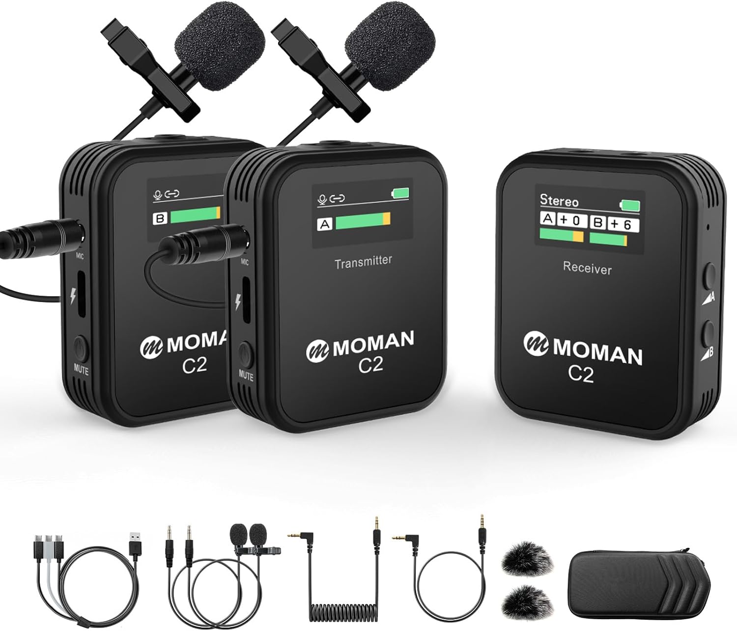 Moman C2X Microfono Lavalier Wireless Professionale 2.4GHz - immagine 1