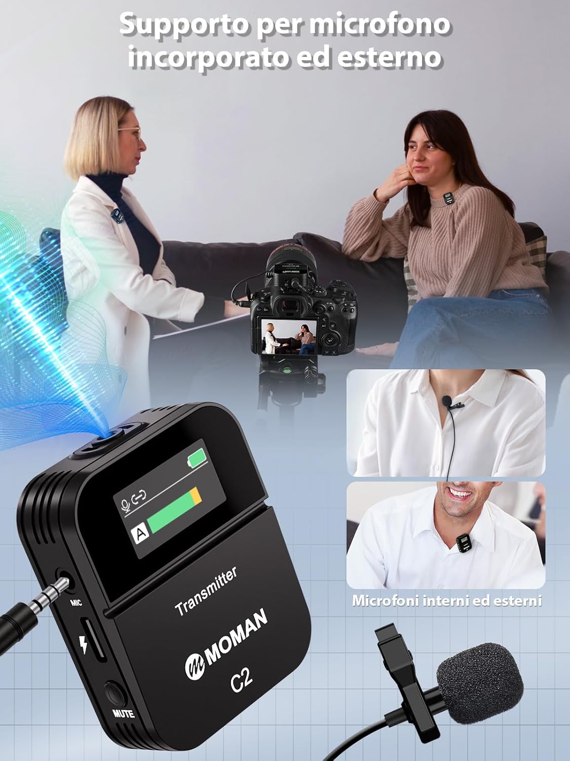 Moman C2X Microfono Lavalier Wireless Professionale 2.4GHz - immagine 4