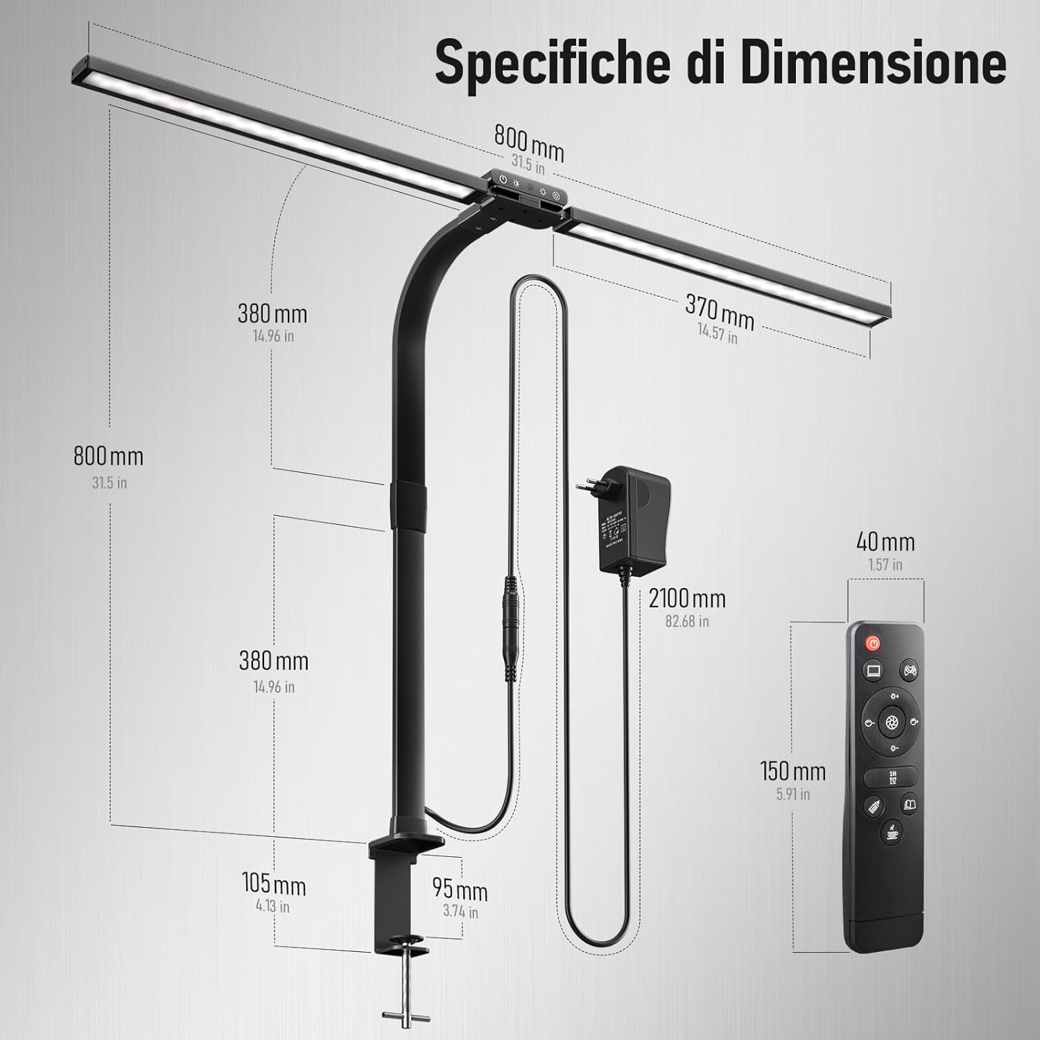 Jeebel Lampada da Scrivania LED 24W 80CM con Telecomando - immagine 8