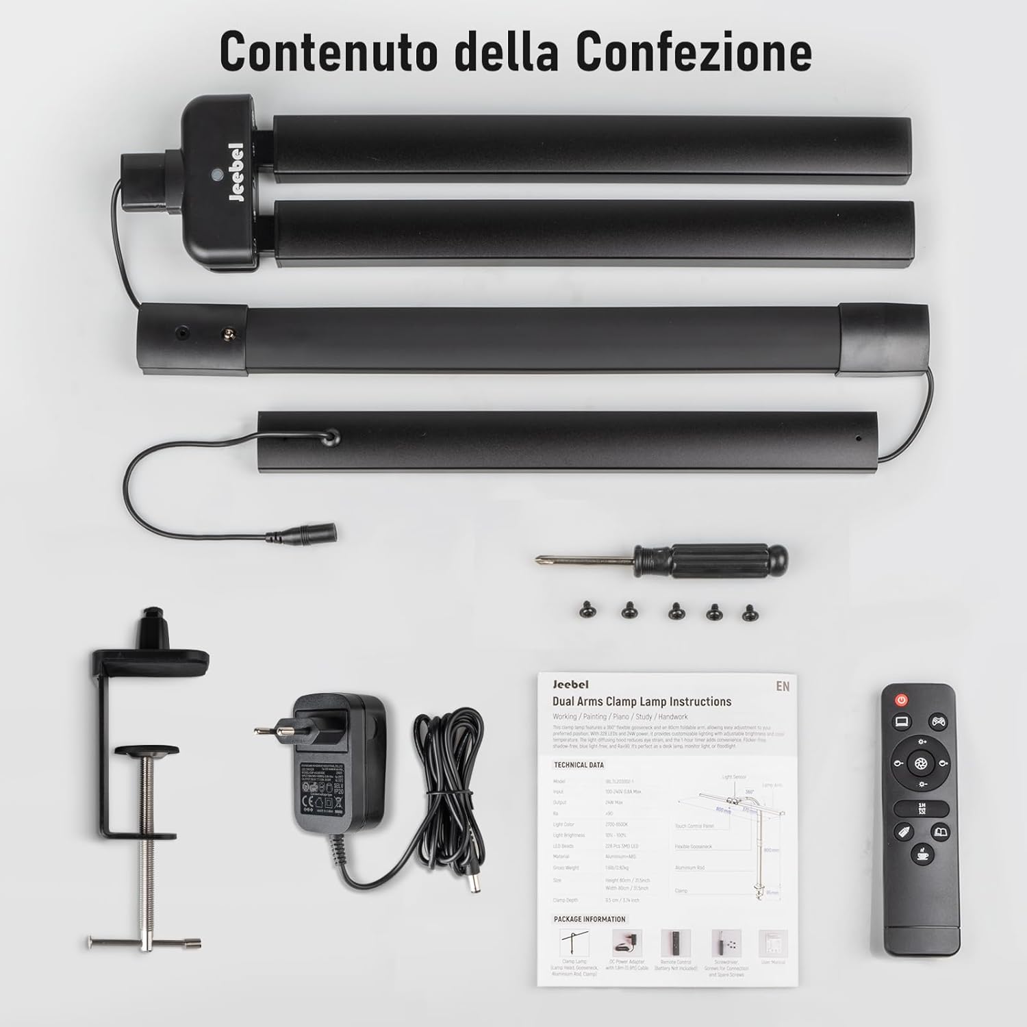 Jeebel Lampada da Scrivania LED 24W 80CM con Telecomando - immagine 9