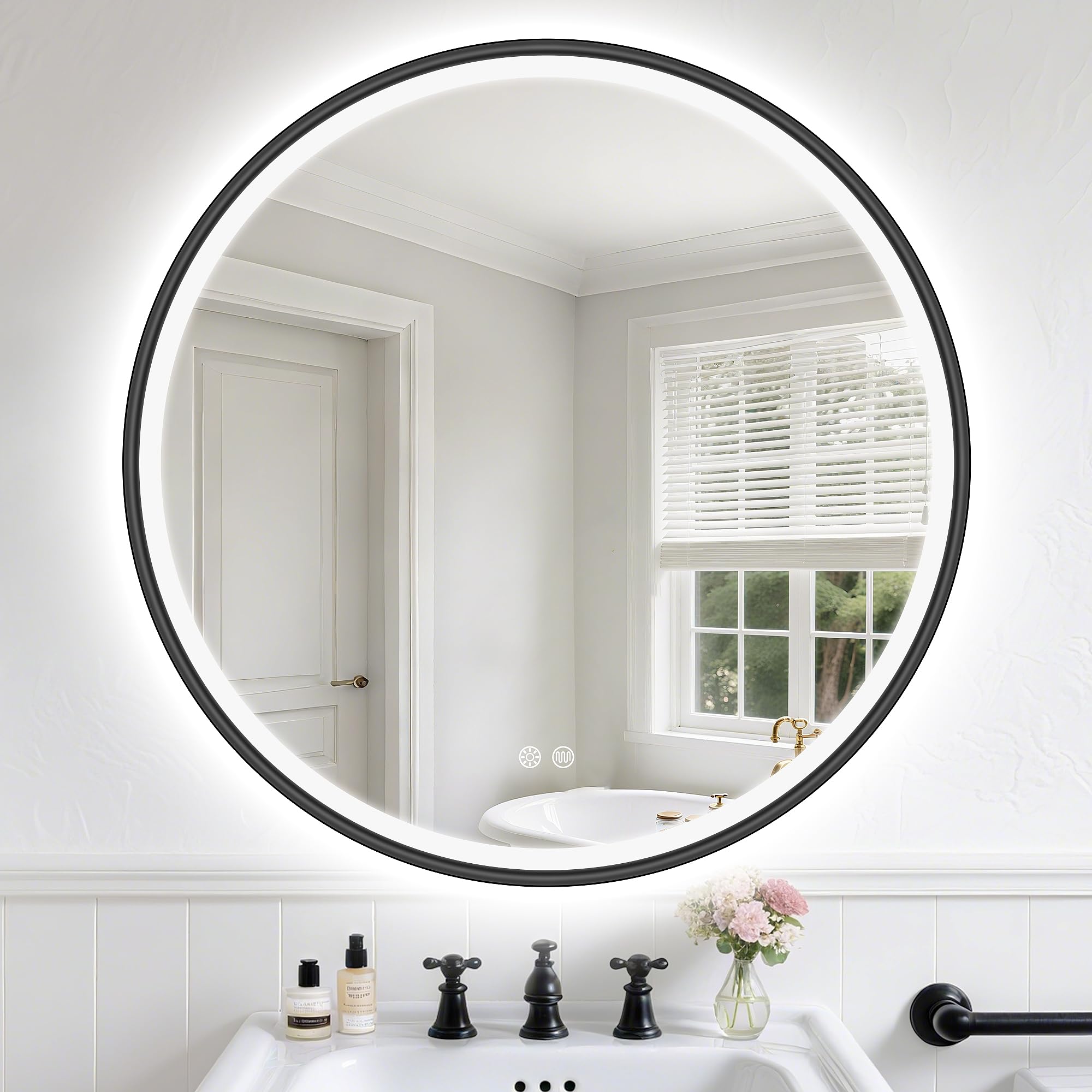 S'bagno Specchio Bagno Rotondo 800mm con Luce LED