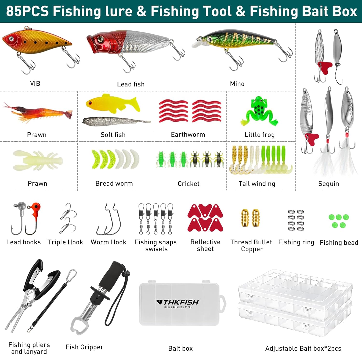 Thkfish Kit Attrezzi da Pesca con Borsa 85 Pezzi - immagine 2