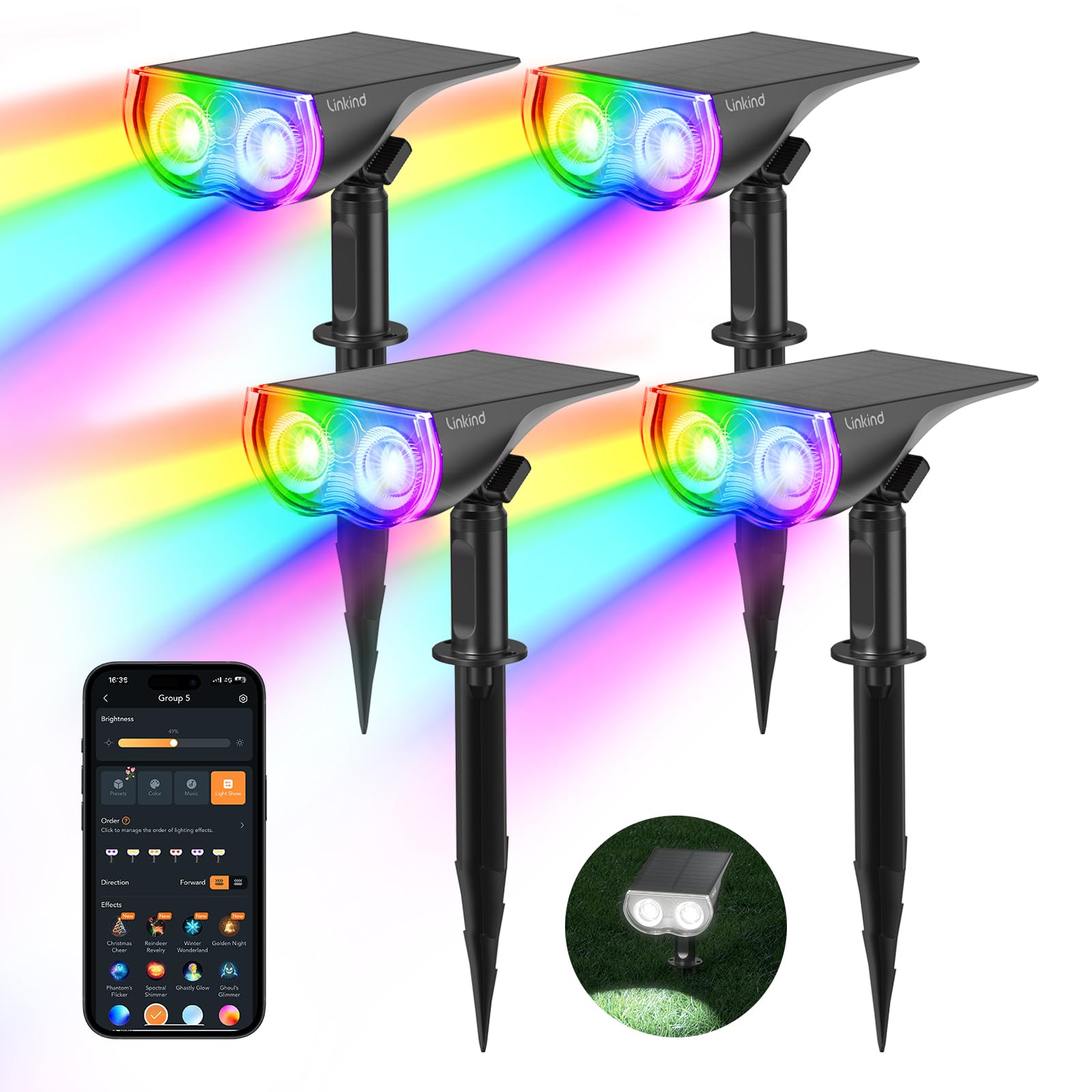 Linkind RGBTW - Faretto Solare da Esterno (4 Pezzi)