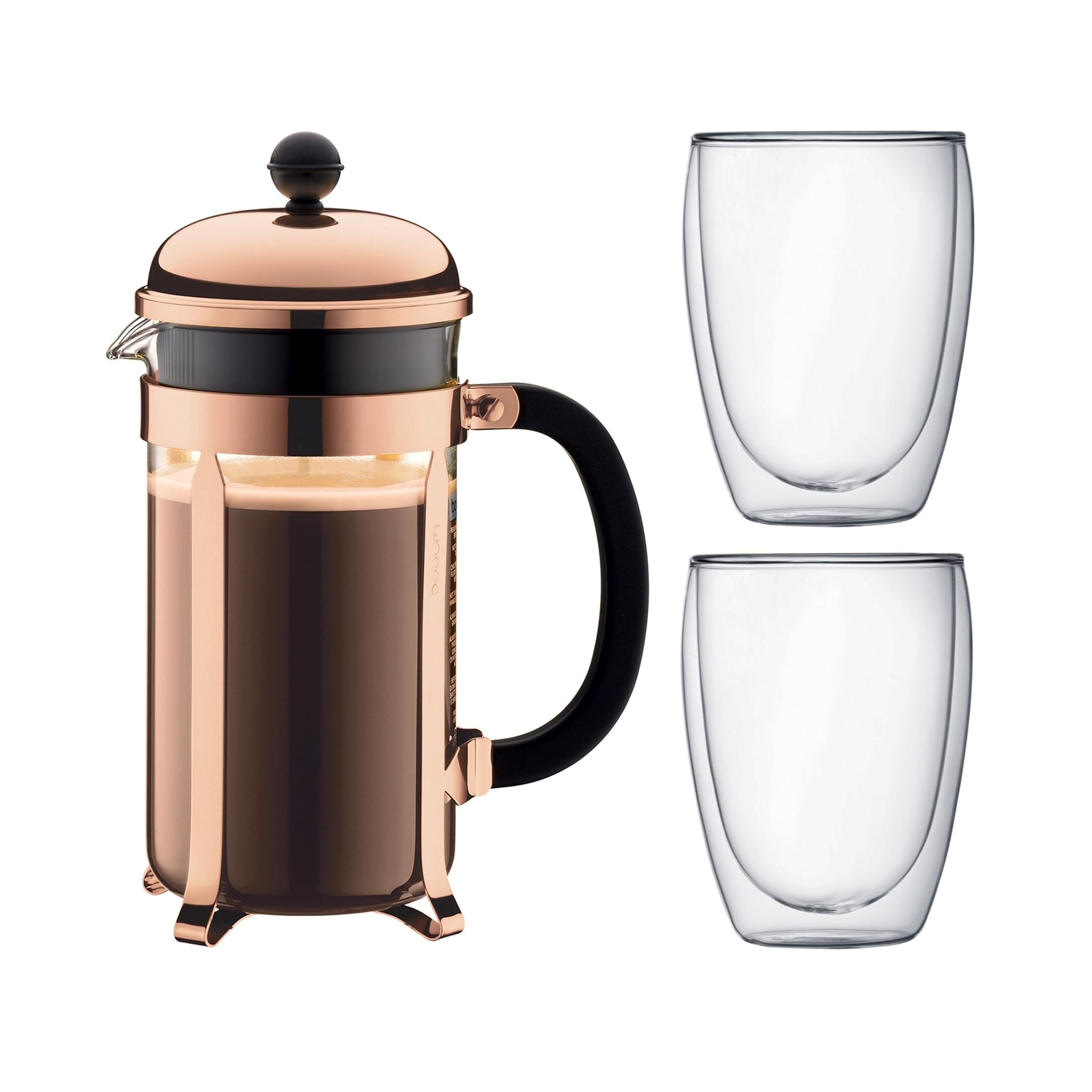 Bodum Chambord Set Caffettiera a Pistone 1L e 2 Bicchieri