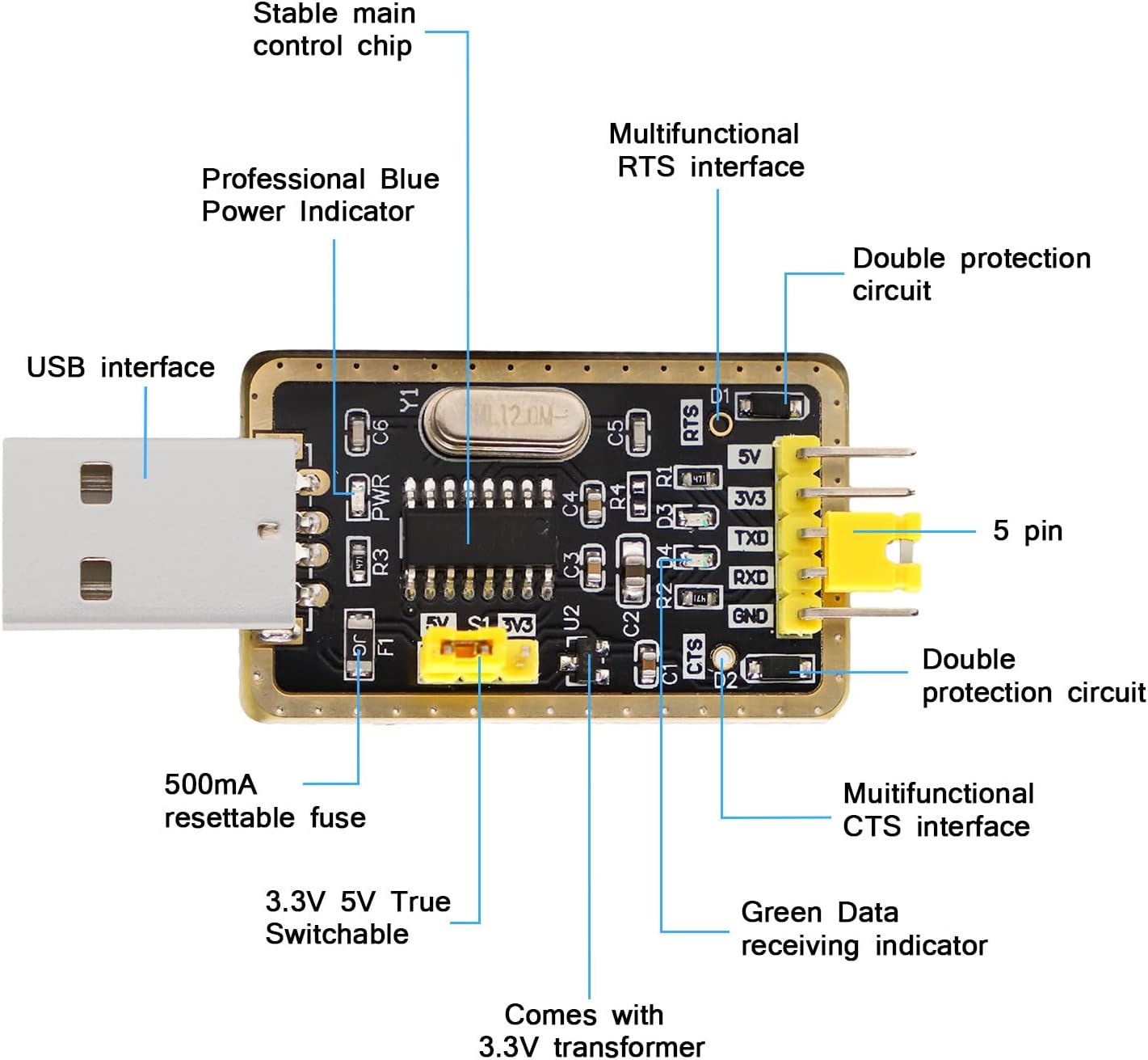 3 Adattatori USB UART-TTL con Convertitore CH340G - immagine 2