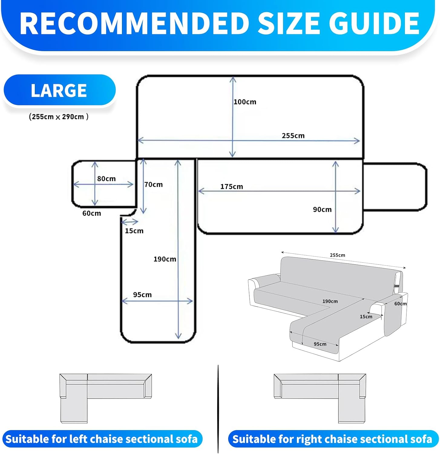 CYCMACO Copridivano Impermeabile 3 Posti con Penisola, Beige - immagine 3