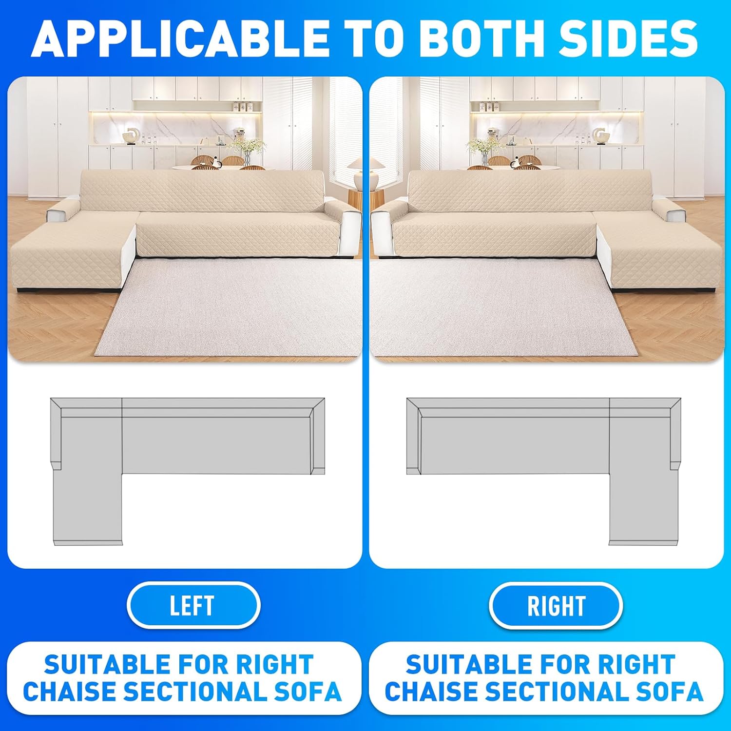 CYCMACO Copridivano Impermeabile 3 Posti con Penisola, Beige - immagine 6