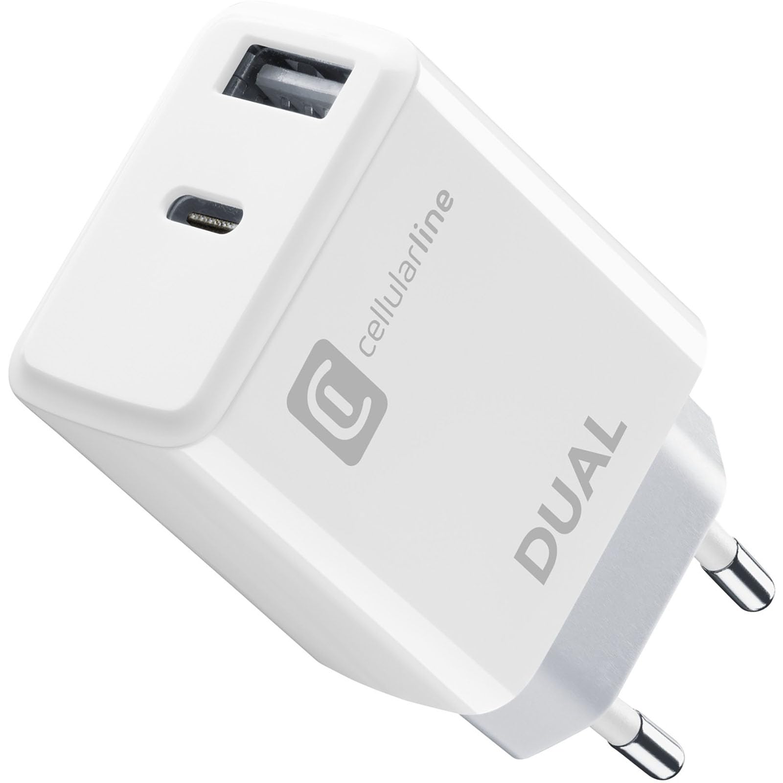 Cellularline Caricabatterie da Rete 2 Porte USB e USB-C