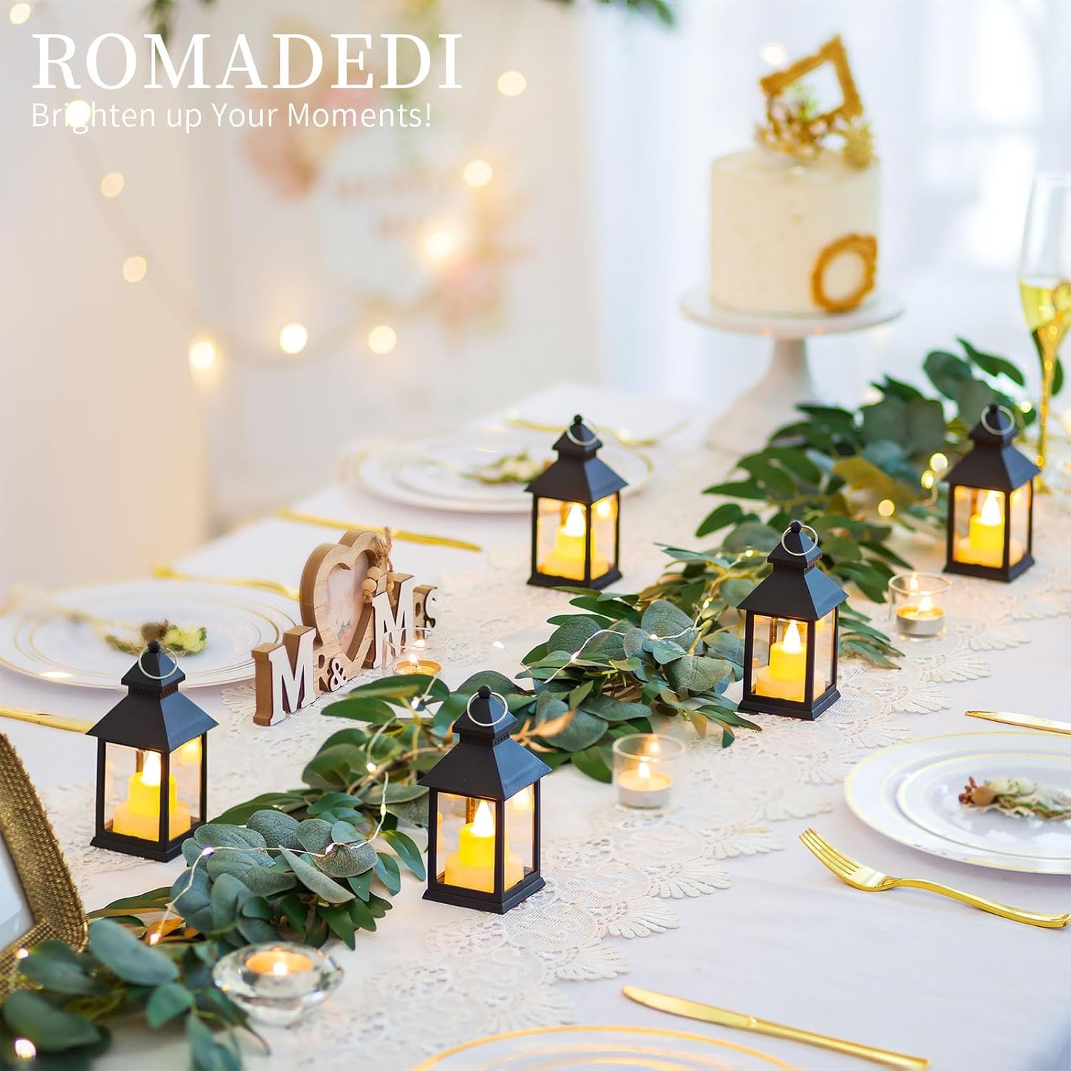 Romadedi Lanterna Nera da Tavolo a LED, Set da 20 Mini - immagine 5