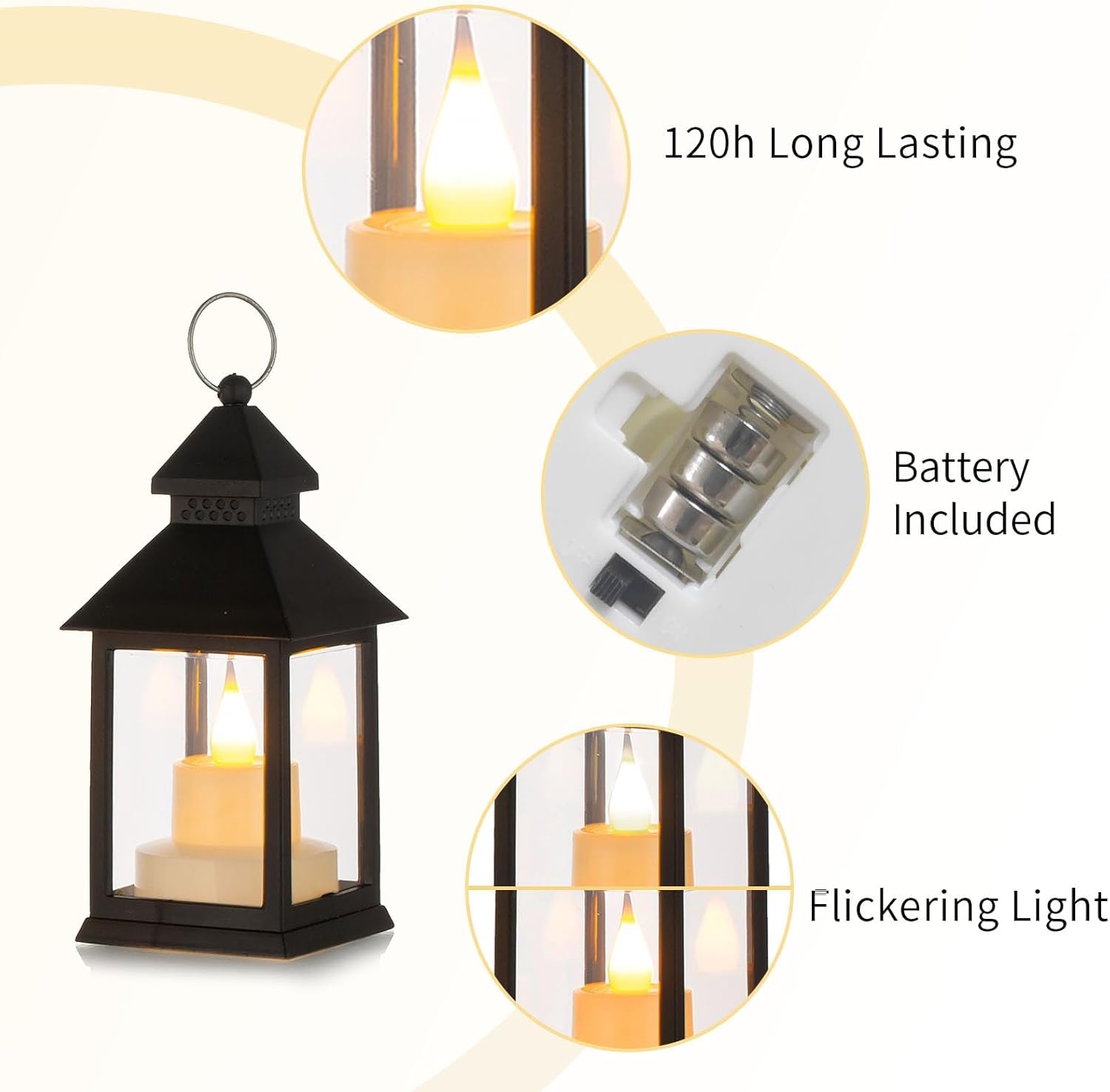 Romadedi Lanterna Nera da Tavolo a LED, Set da 20 Mini - immagine 7