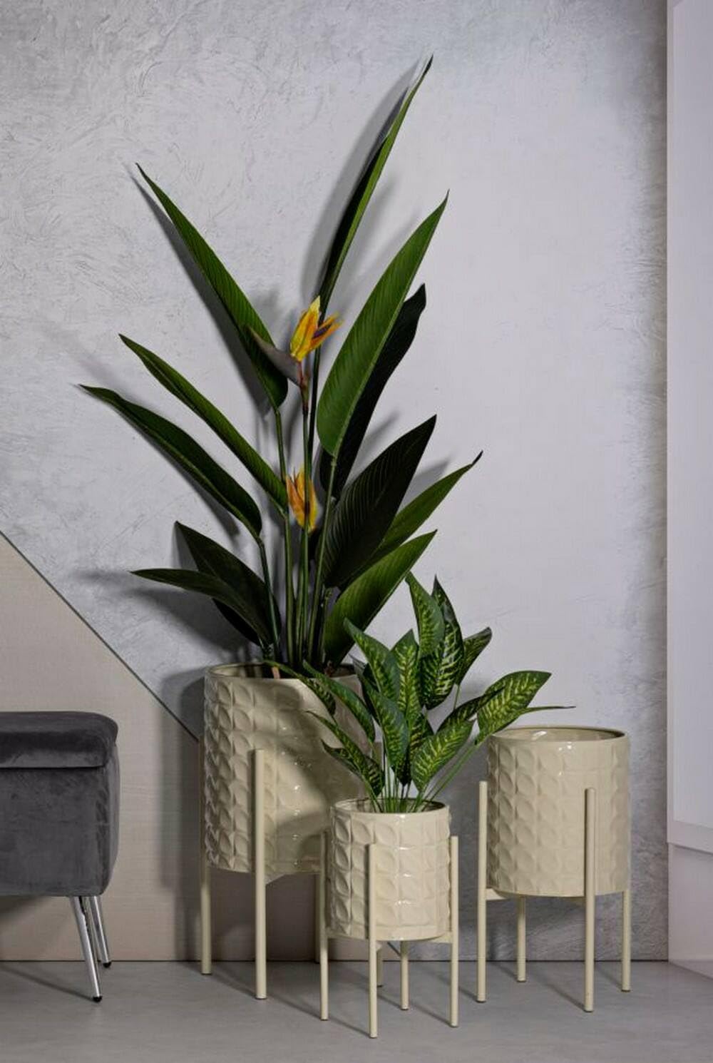 Dmora Set 3 Portavasi Buller, Crema