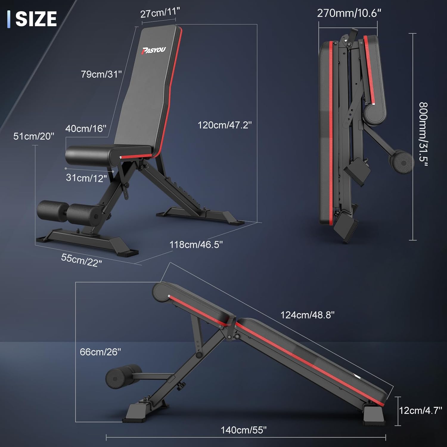 Pasyou Panca Pieghevole da Allenamento Regolabile - immagine 7