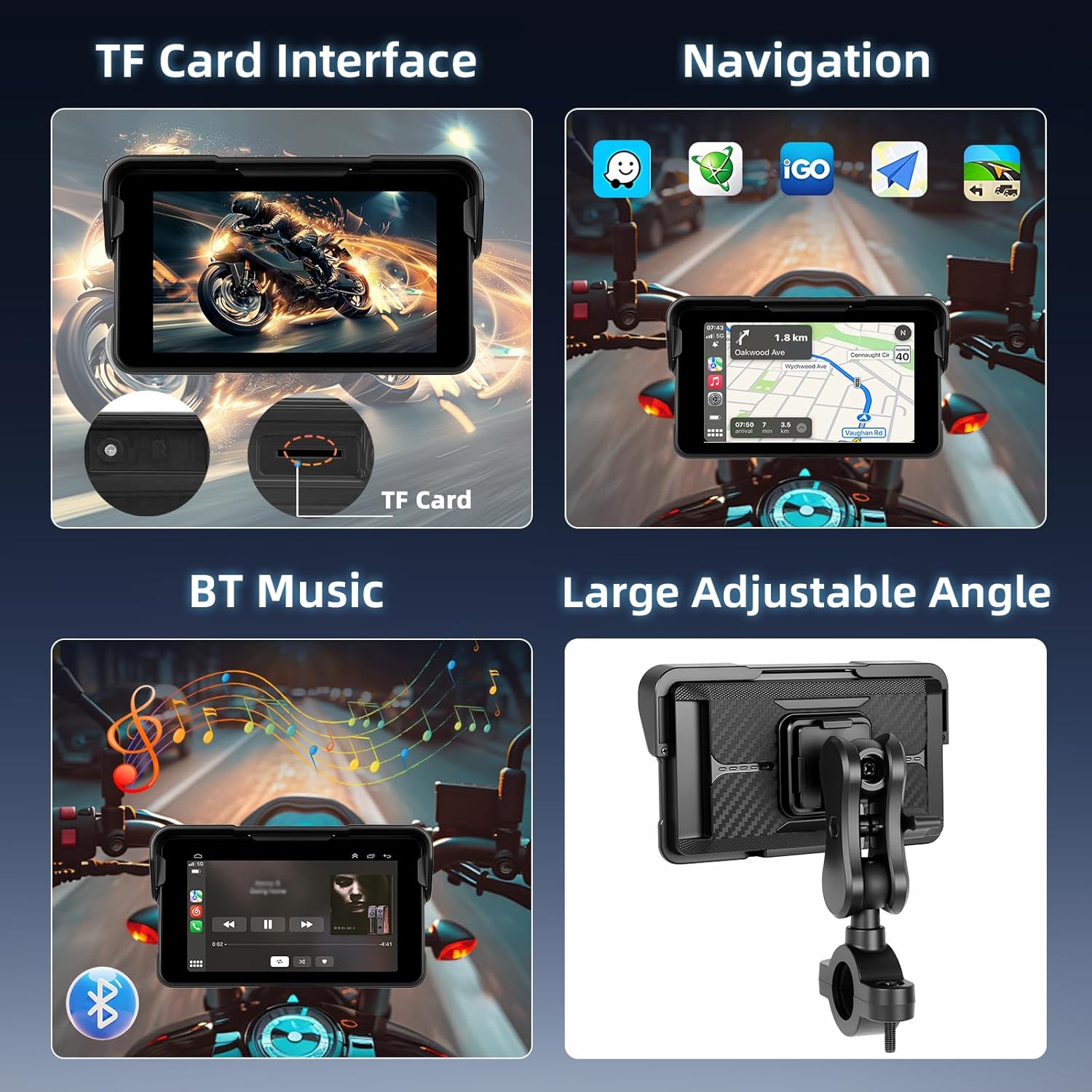 Schermo Carplay Moto 5" Touchscreen con Android Auto - immagine 3