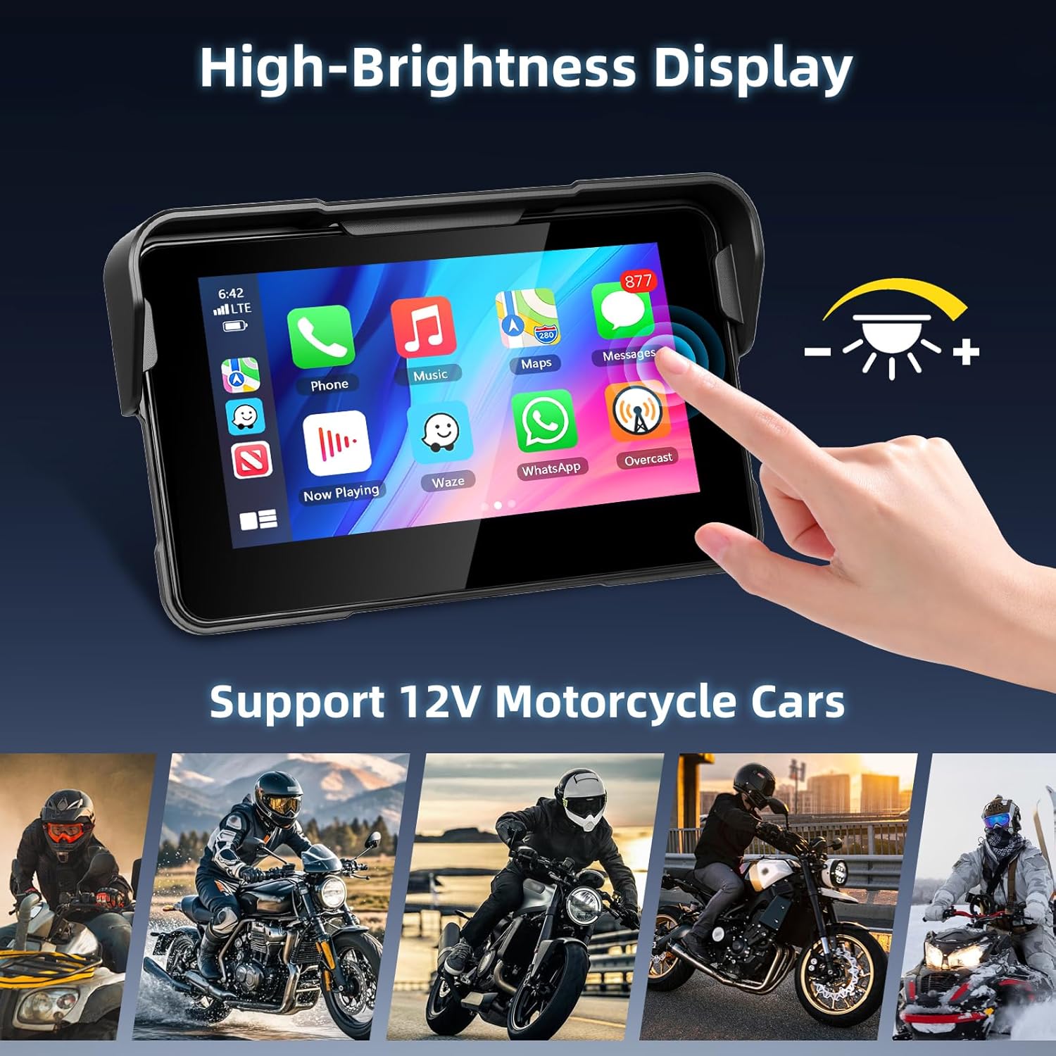 Schermo Carplay Moto 5" Touchscreen con Android Auto - immagine 6