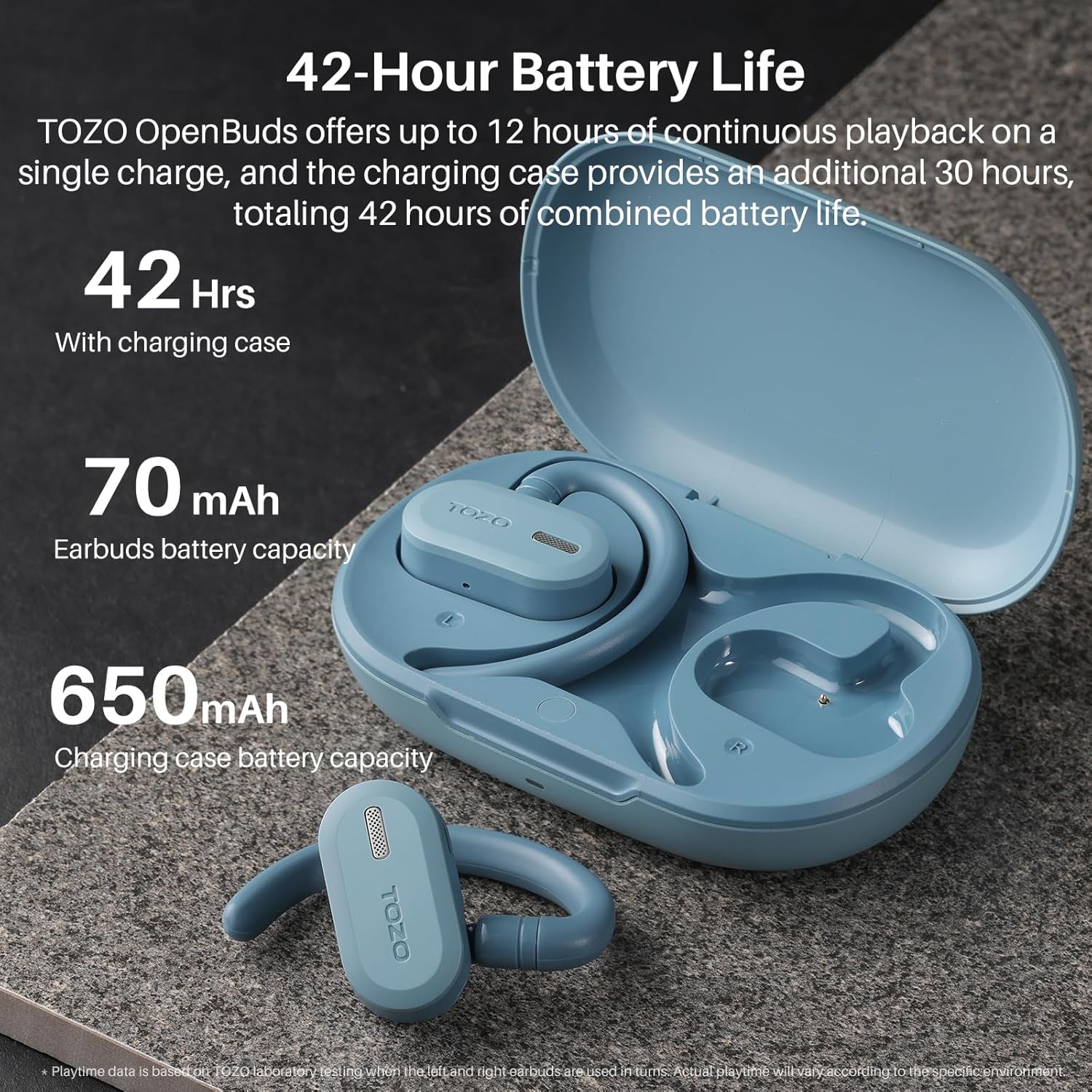 Tozo O2 Cuffie Bluetooth Sport Multipoint, Blu - immagine 6