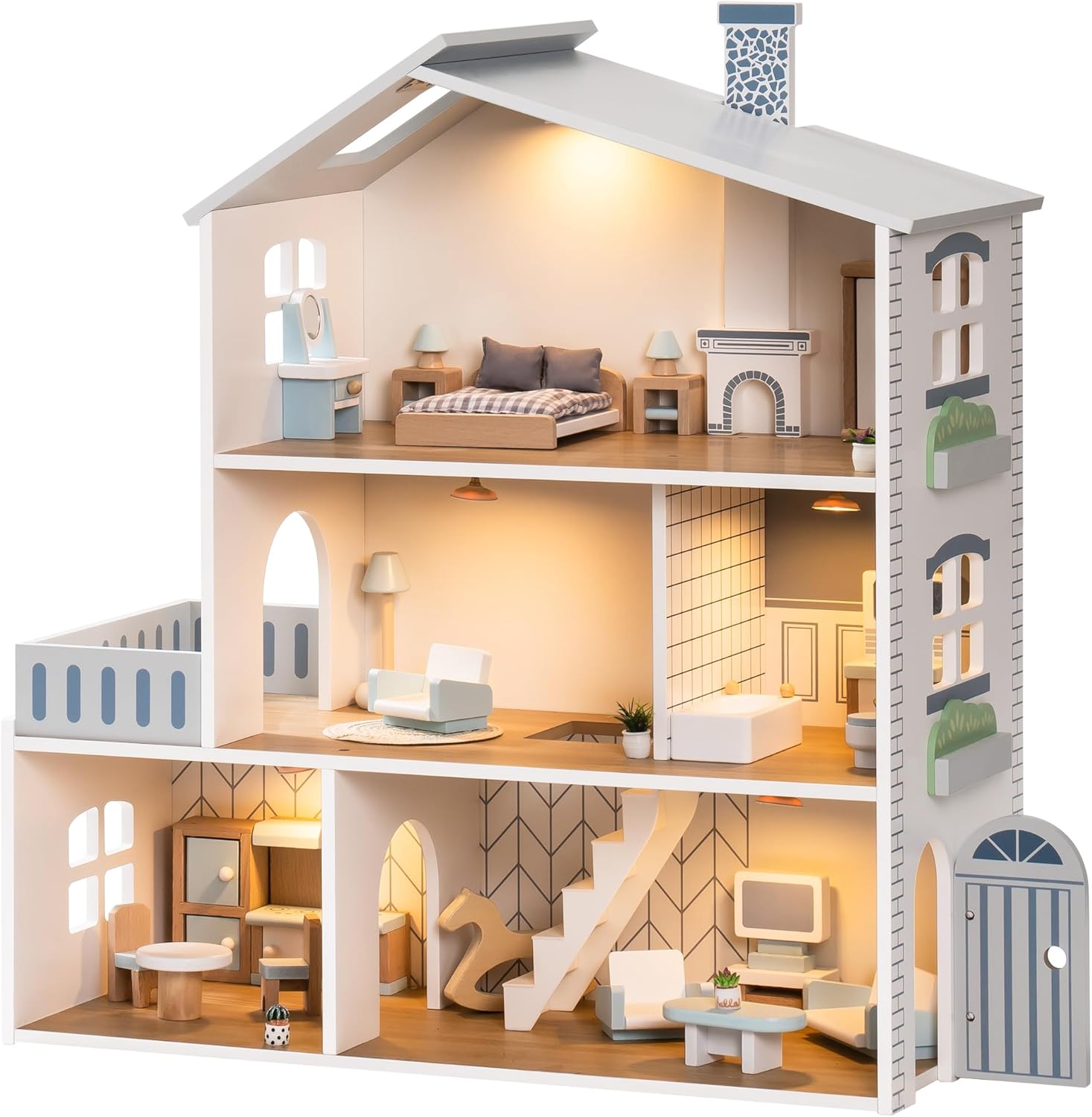 ROBUD Casa delle Bambole in Legno con Luci - immagine 1